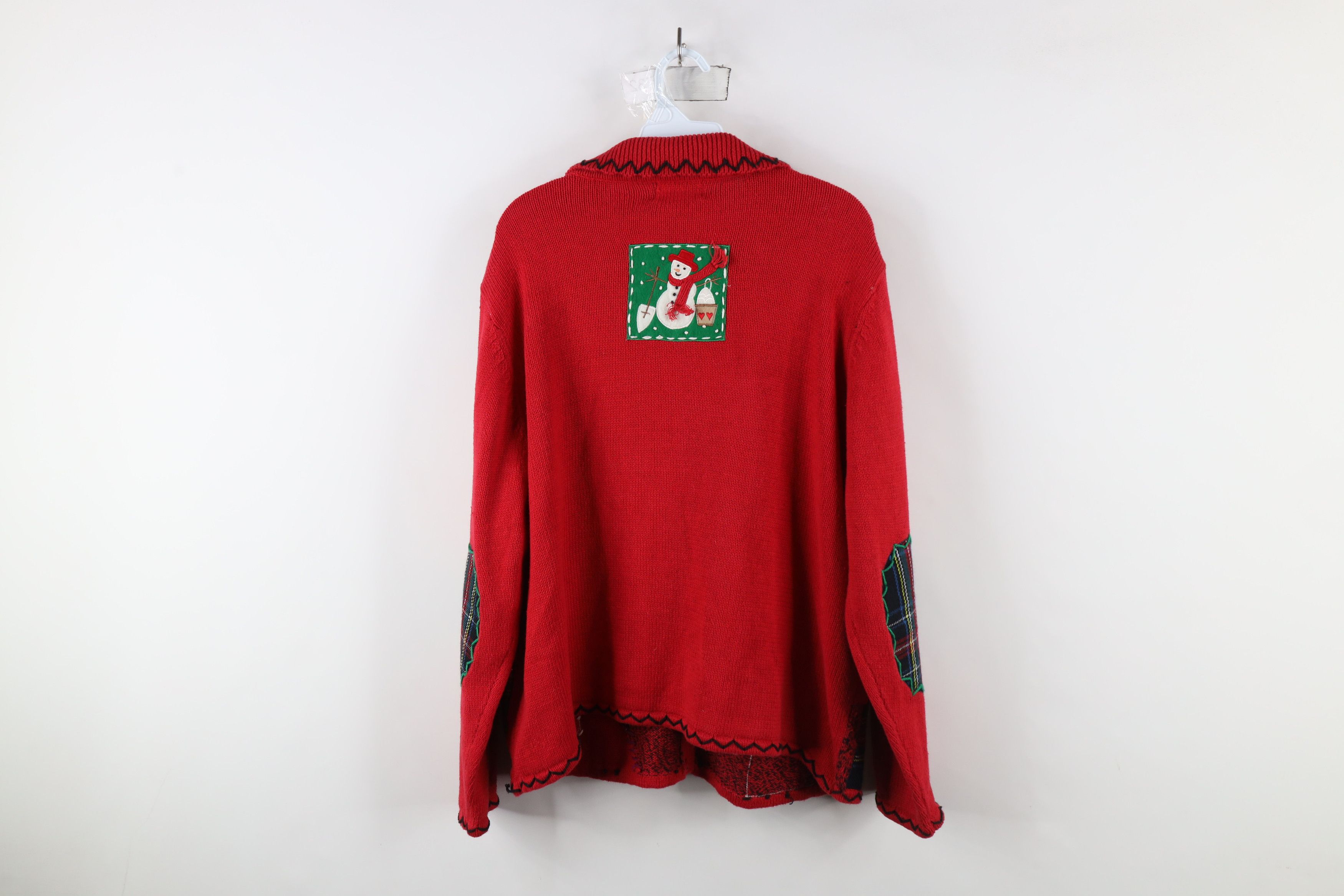Vintage Vintage 90s Streetwear Snowman Patchwork Cardigan Sweater Size XL / US 12-14 / IT 48-50 - 13 Thumbnail