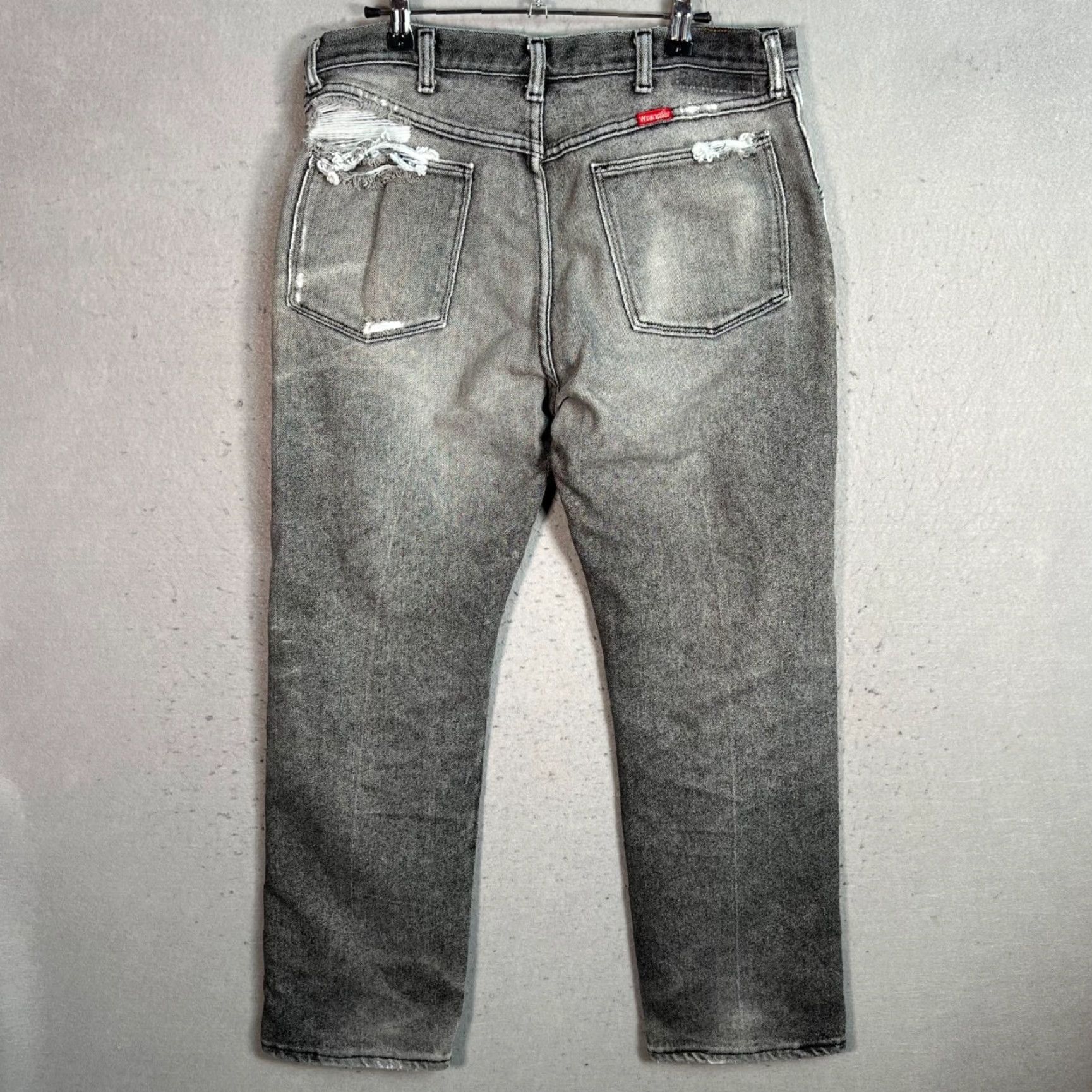 Wrangler Wrangler Gray Distressed Straight Leg Mens Denim Jeans Size 32 Size US 32 / EU 48 - 2 Thumbnail