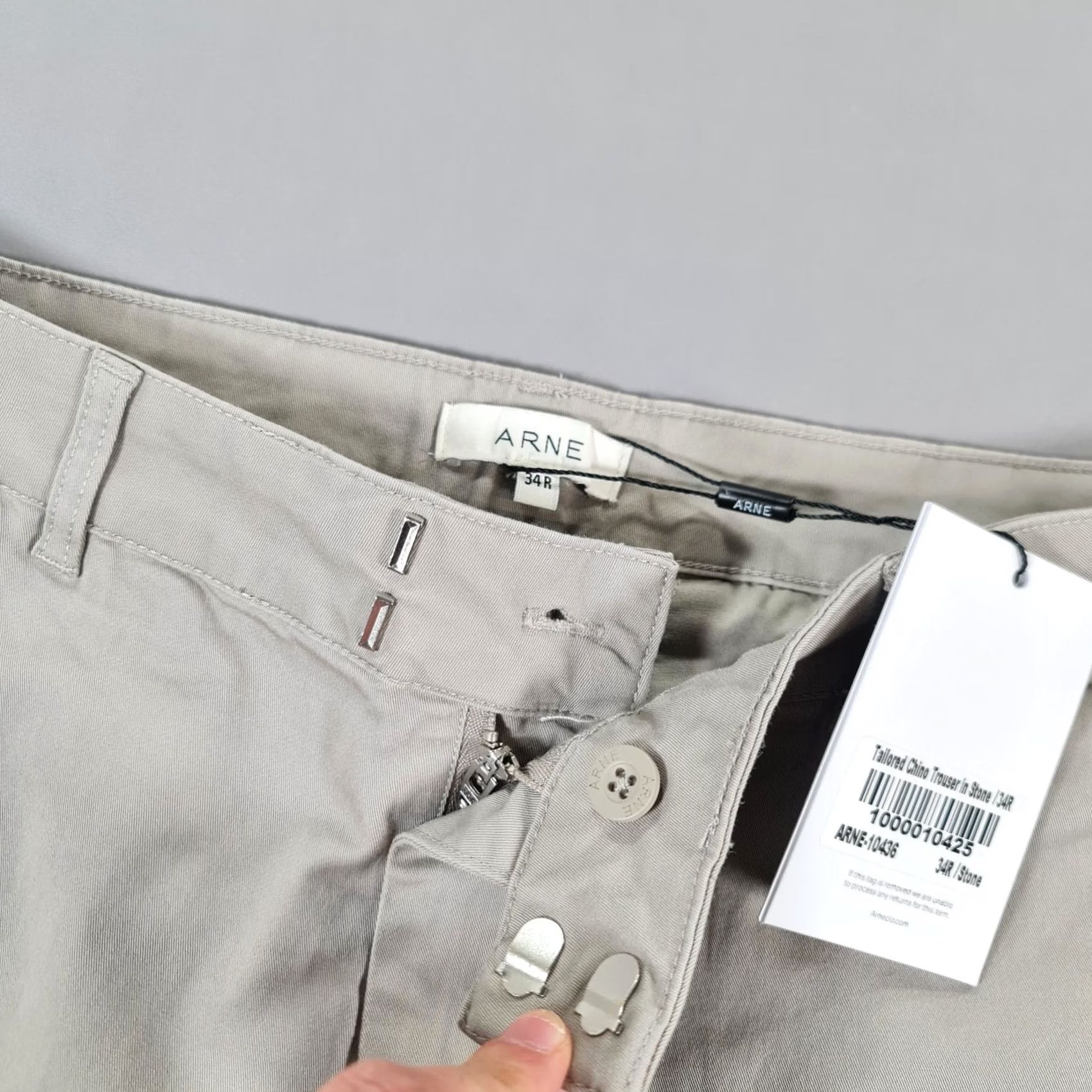 Vintage ARNE Mens Chino Trousers Grey W34 L30 Cotton Stretch Pants Stone Size US 34 / EU 50 - 4 Thumbnail