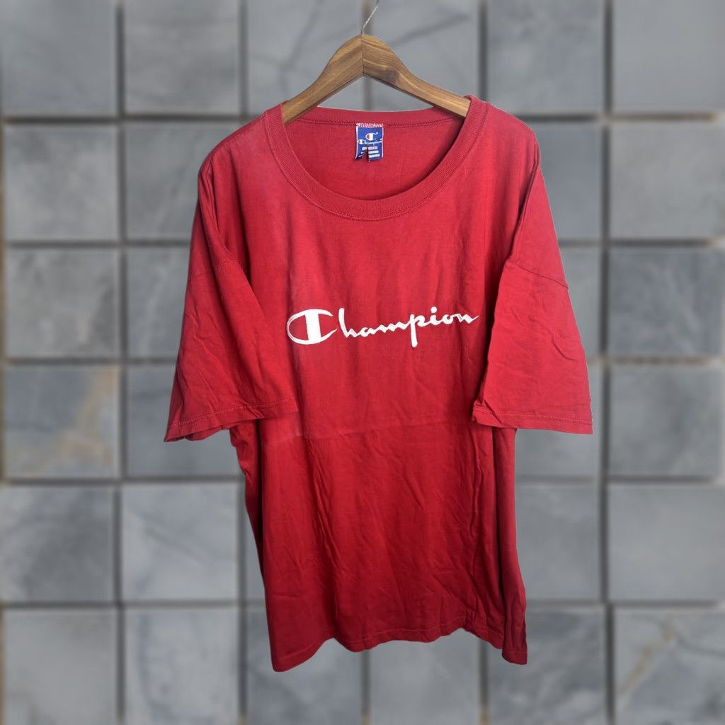 Champion VINTAGE Champion Shirt Mens 2XL Red Spell Out Logo Embroidered Made USA 90s Tee Size US XXL / EU 58 / 5 - 1 Thumbnail