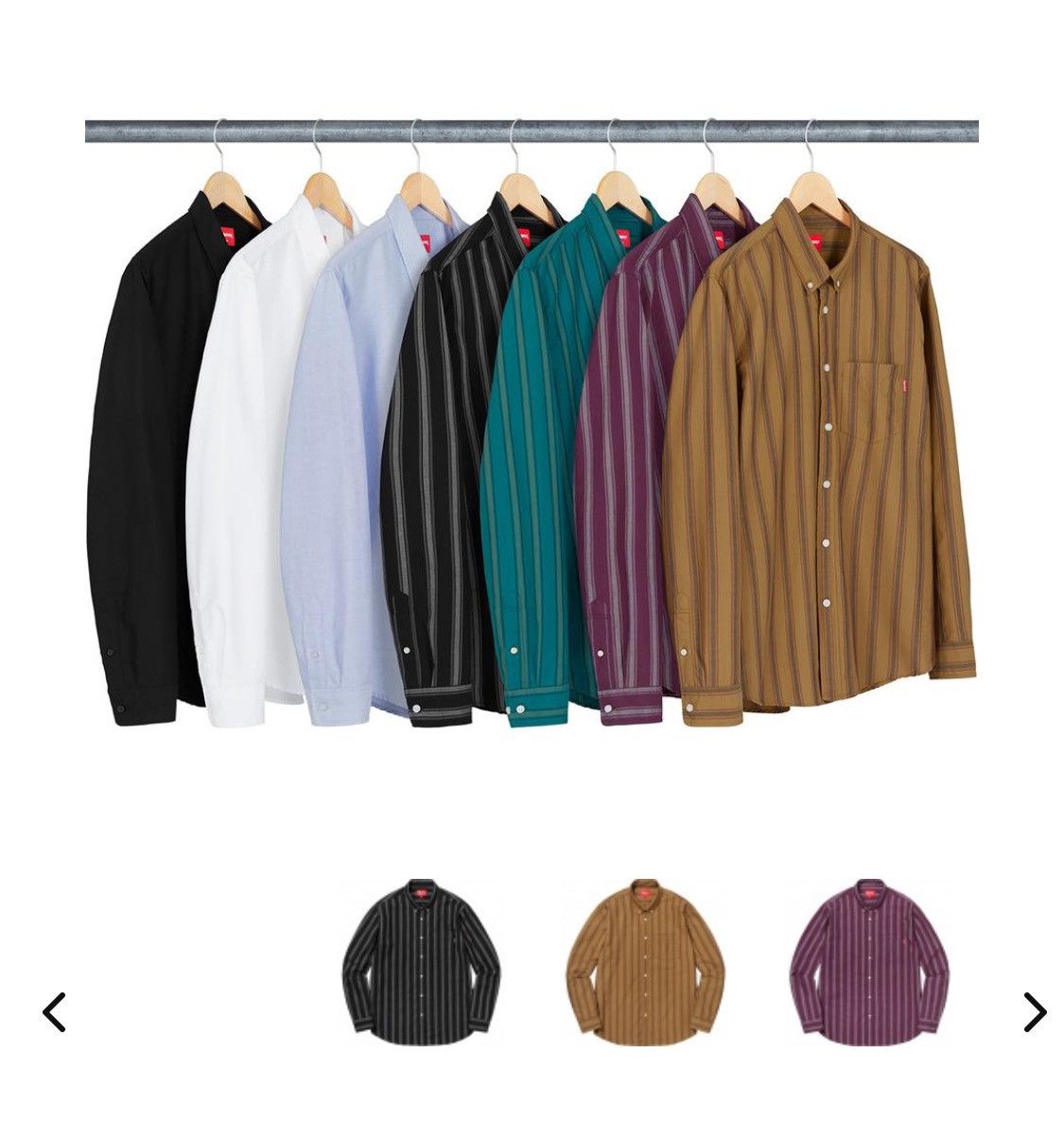 Supreme Supreme FW18 oxford striped button down shirt Size US M / EU 48-50 / 2 - 2 Thumbnail