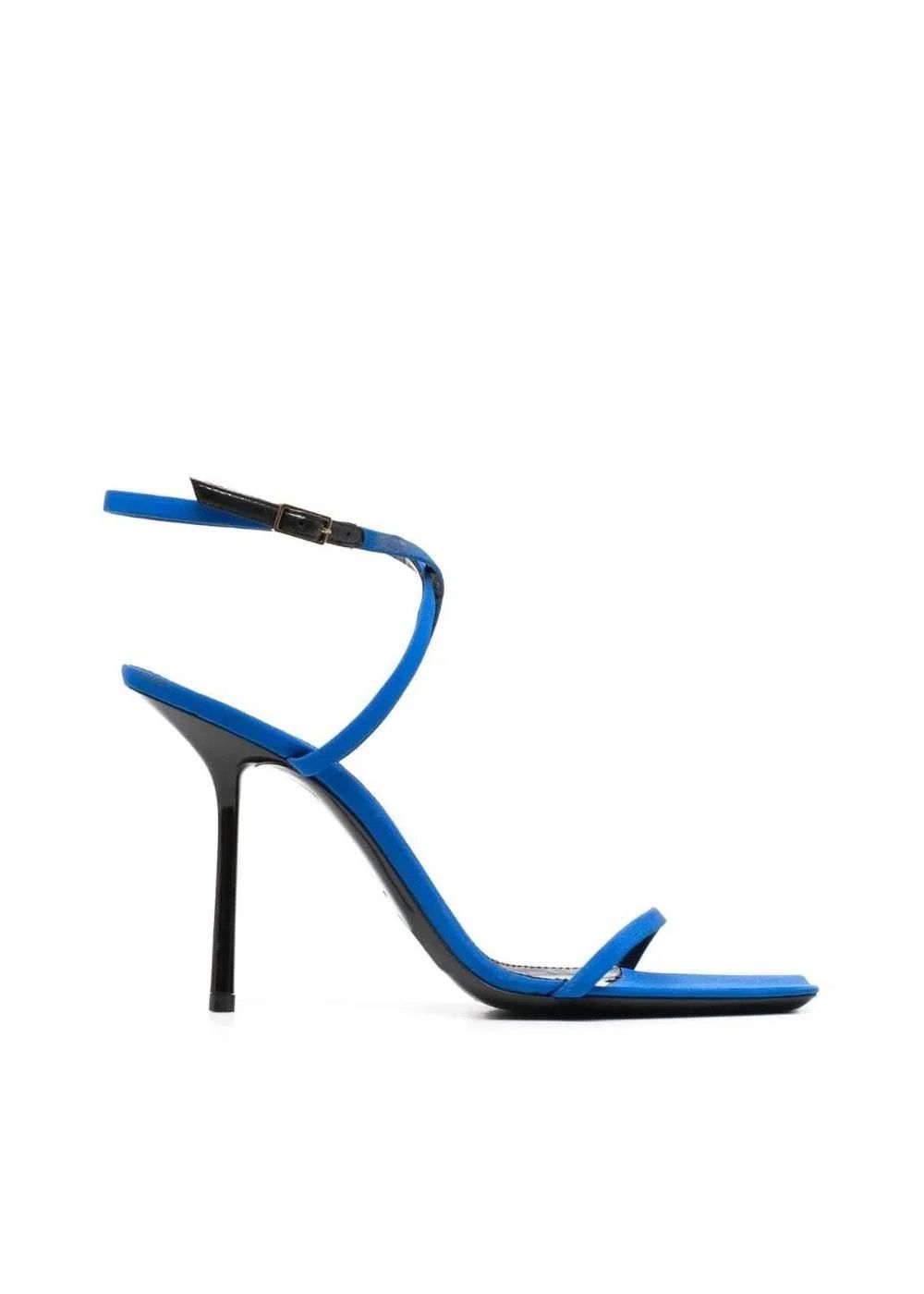 image of Saint Laurent Paris Oc11Z10524 Nuit Sandals In Crepe De Chine In Blue/black, Women's (Size 6)
