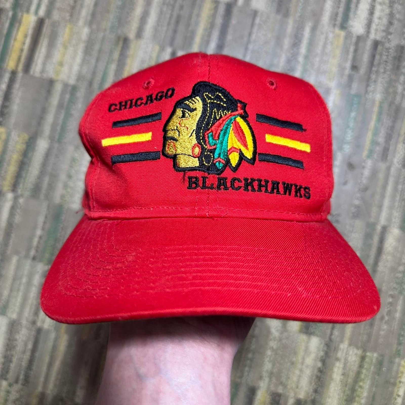 NHL Vintage 90s Chicago Blackhawks SnapBack Hat NHL Baseball Cap Size ONE SIZE - 1 Thumbnail