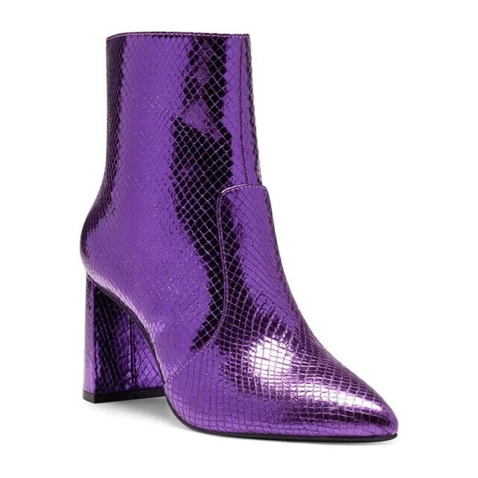 I.N.C INC ANILAF PURPLE METALLIC SNAKE PRINT ANKLE BOOTIE SZ 7.5 Size US 7.5 / IT 37.5 - 2 Thumbnail