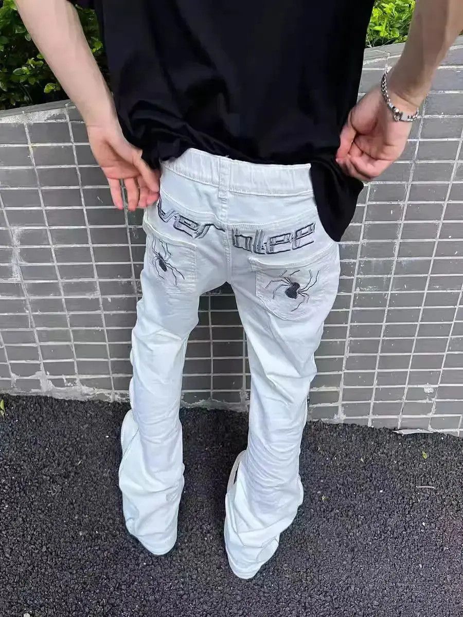 Japanese Brand Street Y2K Spider Print Zip Hip Hop Jeans Size US 30 / EU 46 - 2 Thumbnail