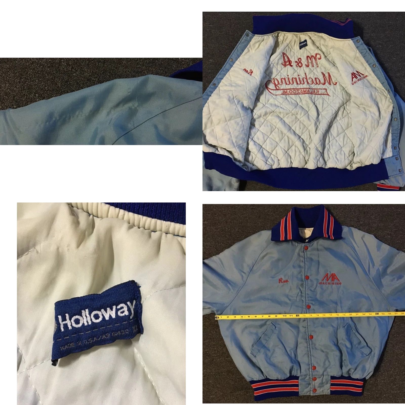 Vintage VINTAGE M&A Machining Kalamazoo Jacket XL Blue Satin Bomber Men XL 80s 70s Distressed Biker Track Bar Beer USA USA 90s Retro Rock Punk Trucker Funny Size US XL / EU 56 / 4 - 10 Thumbnail