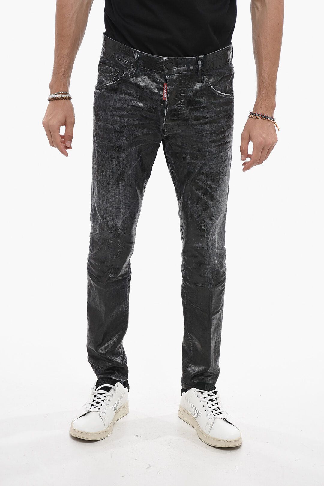Dsquared2 Coated Cotton Skater Jeans With Distressed Detail Size US 33 - 1 Thumbnail