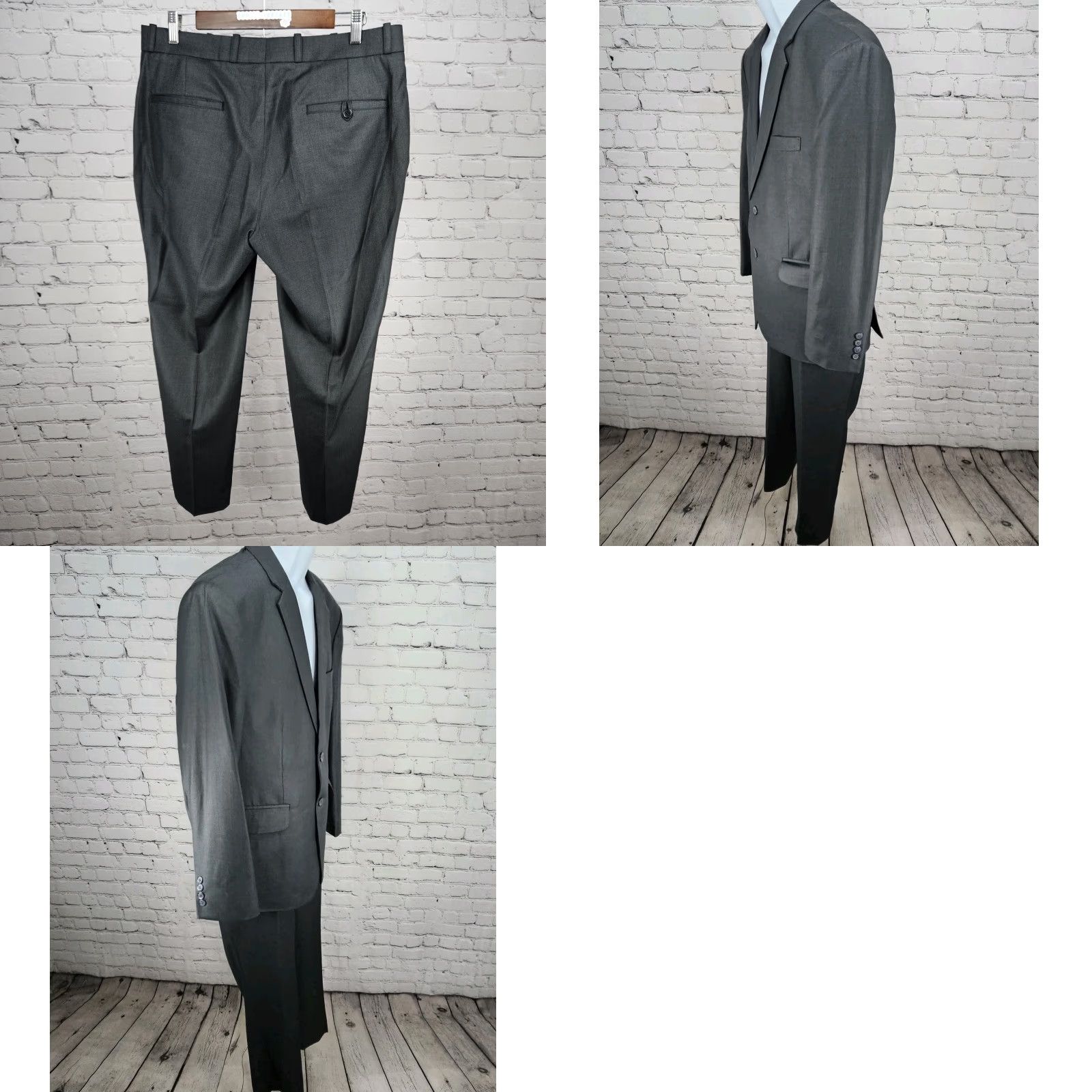 Vintage Unbranded Grey Full Pant Suit 2 Piece Set Notch Jacket 2 Button Double-Vented 40S 33x28 Mens Size 40R - 9 Thumbnail