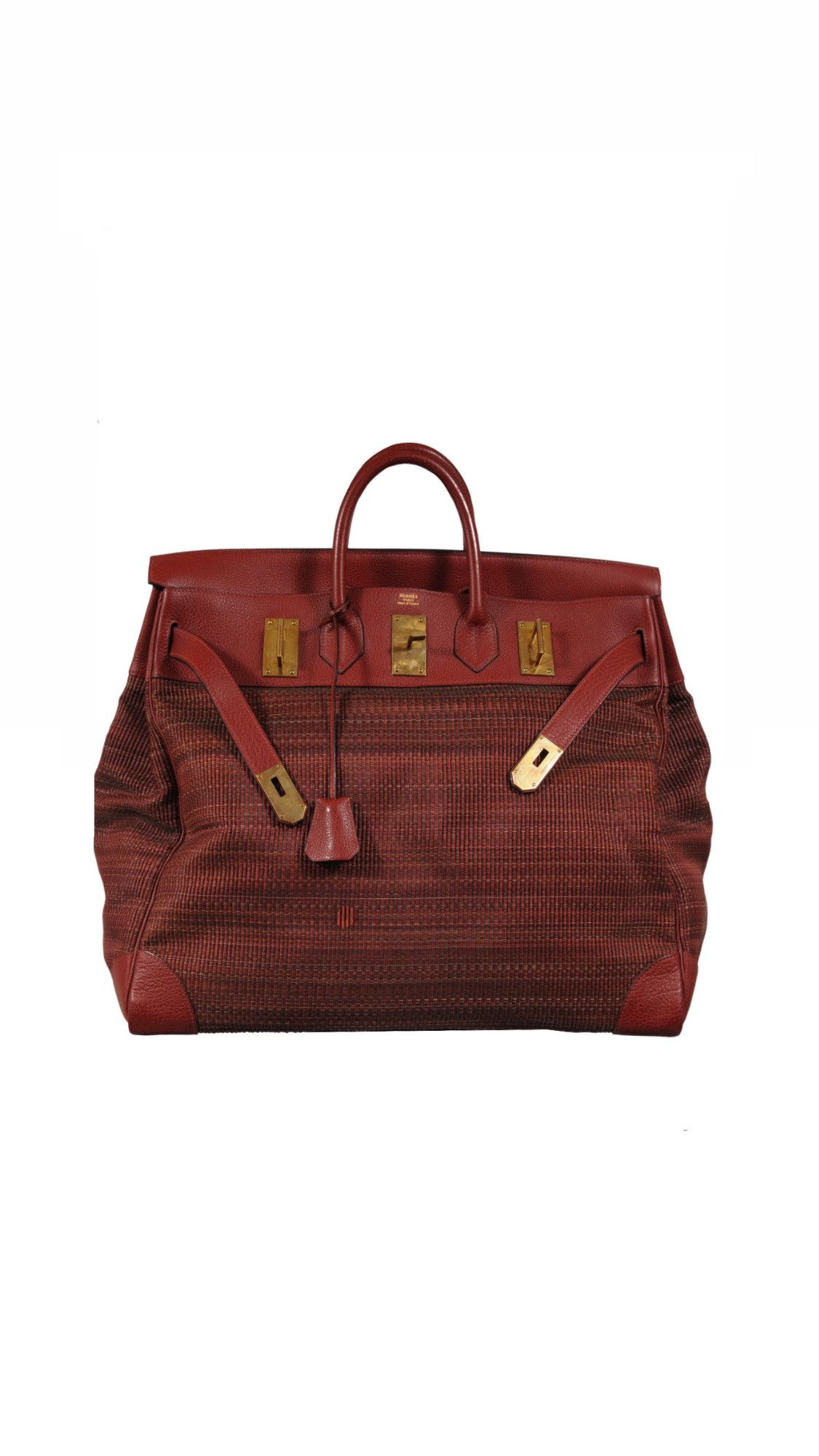 Hermes Haute A Courroies Hac 50 Red Rogue H Crinoline Buffalo Gold Size ONE SIZE - 1 Thumbnail