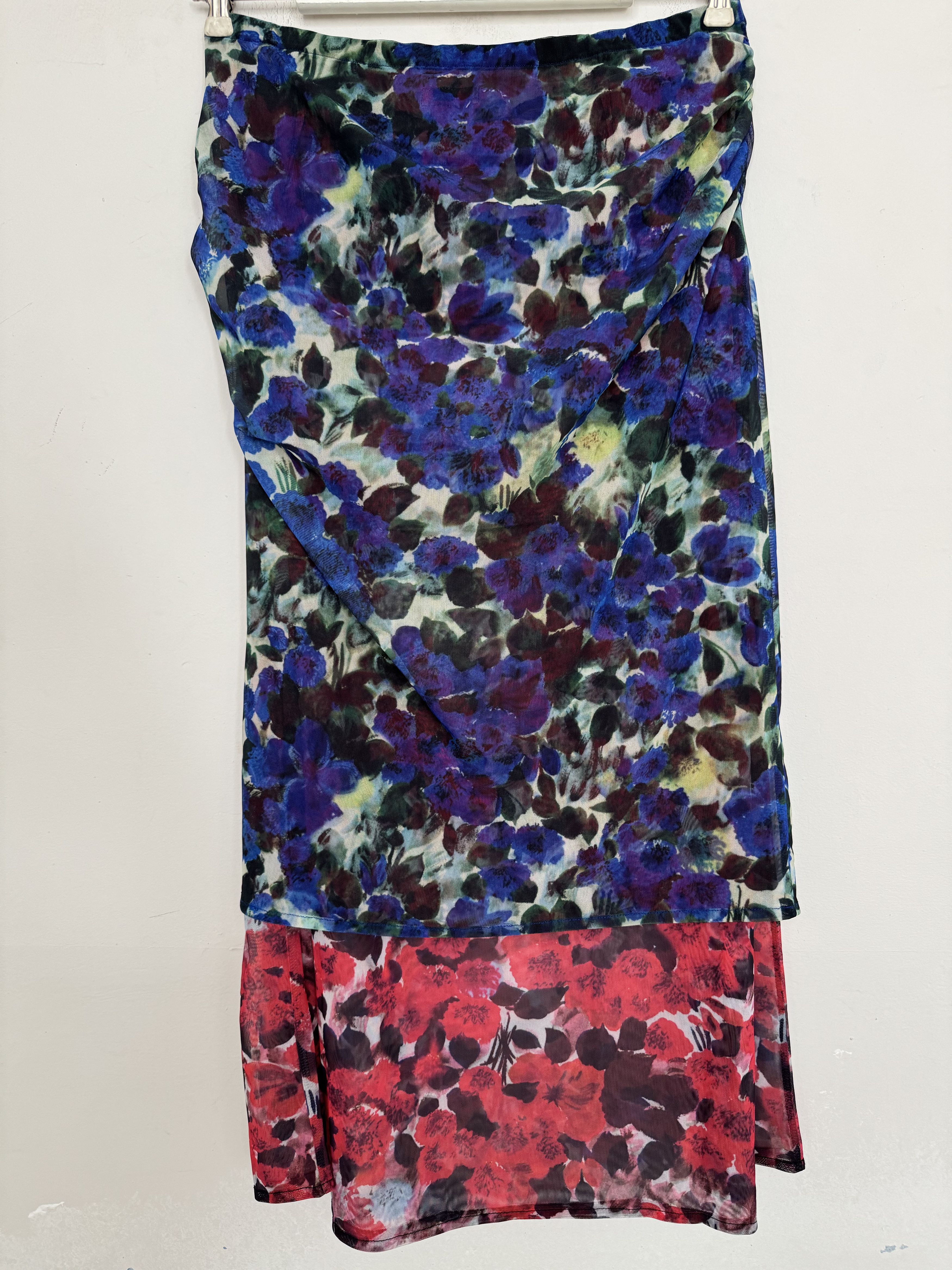 Dries Van Noten Blue Double Layered Midi Skirt Size 27" / US 4 / IT 40 - 2 Thumbnail