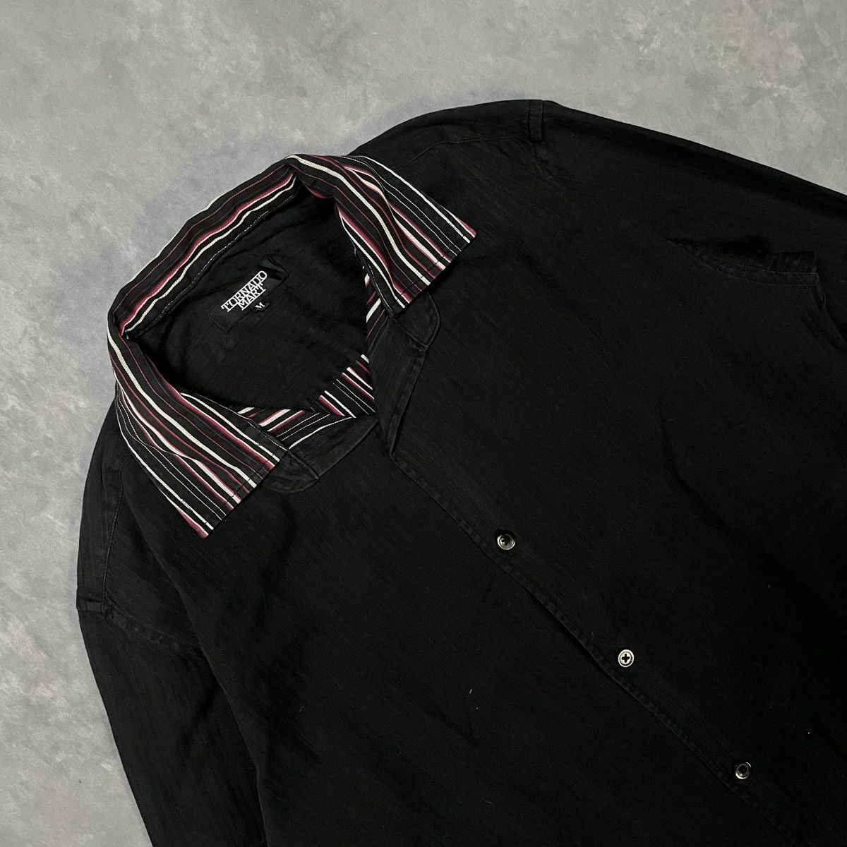Tornado Mart TORNADO MART TEXTURED SHIRT STRIPED COLLAR DESIGNER Y2K Size US M / EU 48-50 / 2 - 3 Thumbnail