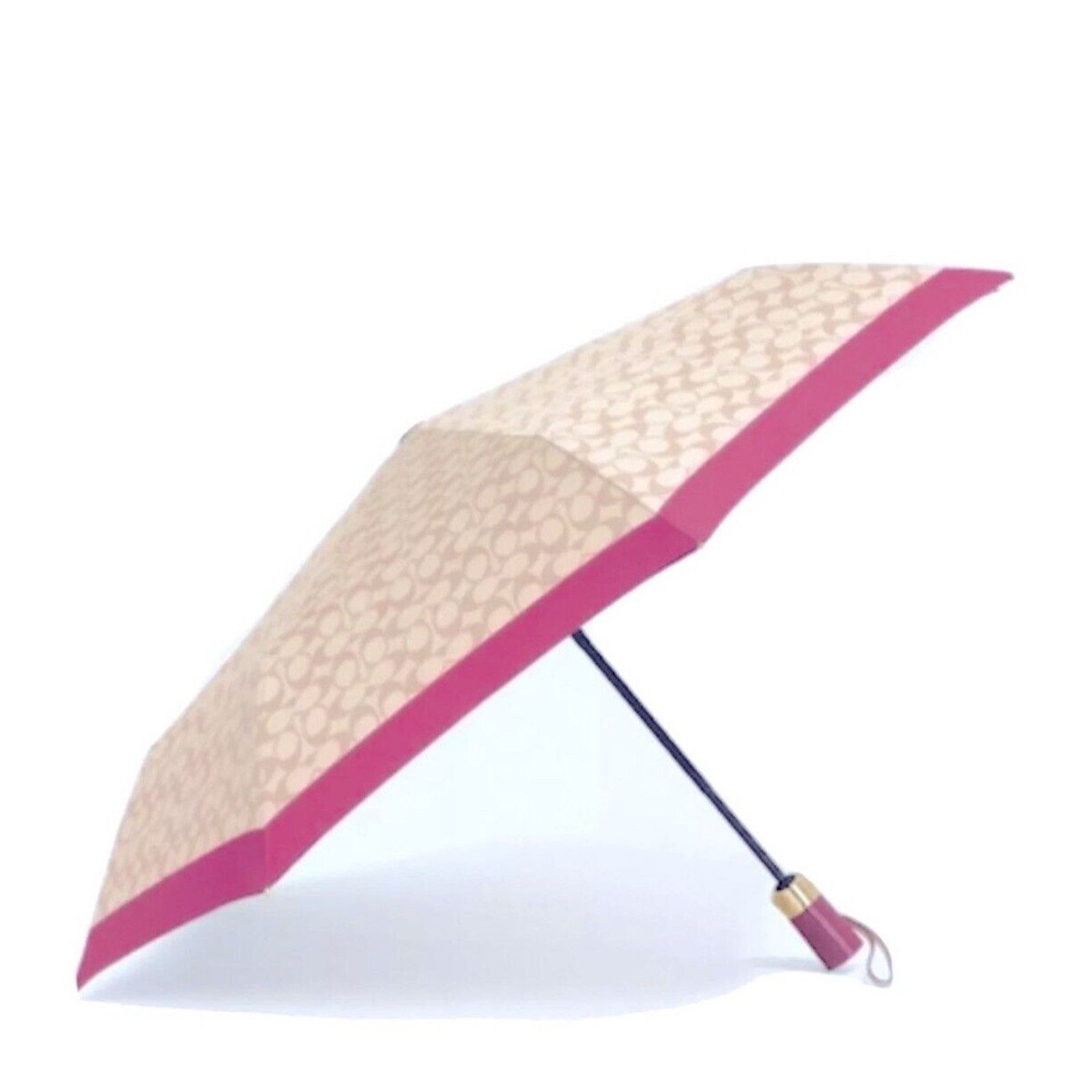 Coach NWT Coach Signature Mini Umbrella C4322 Khaki Fuchsia Size ONE SIZE - 2 Thumbnail