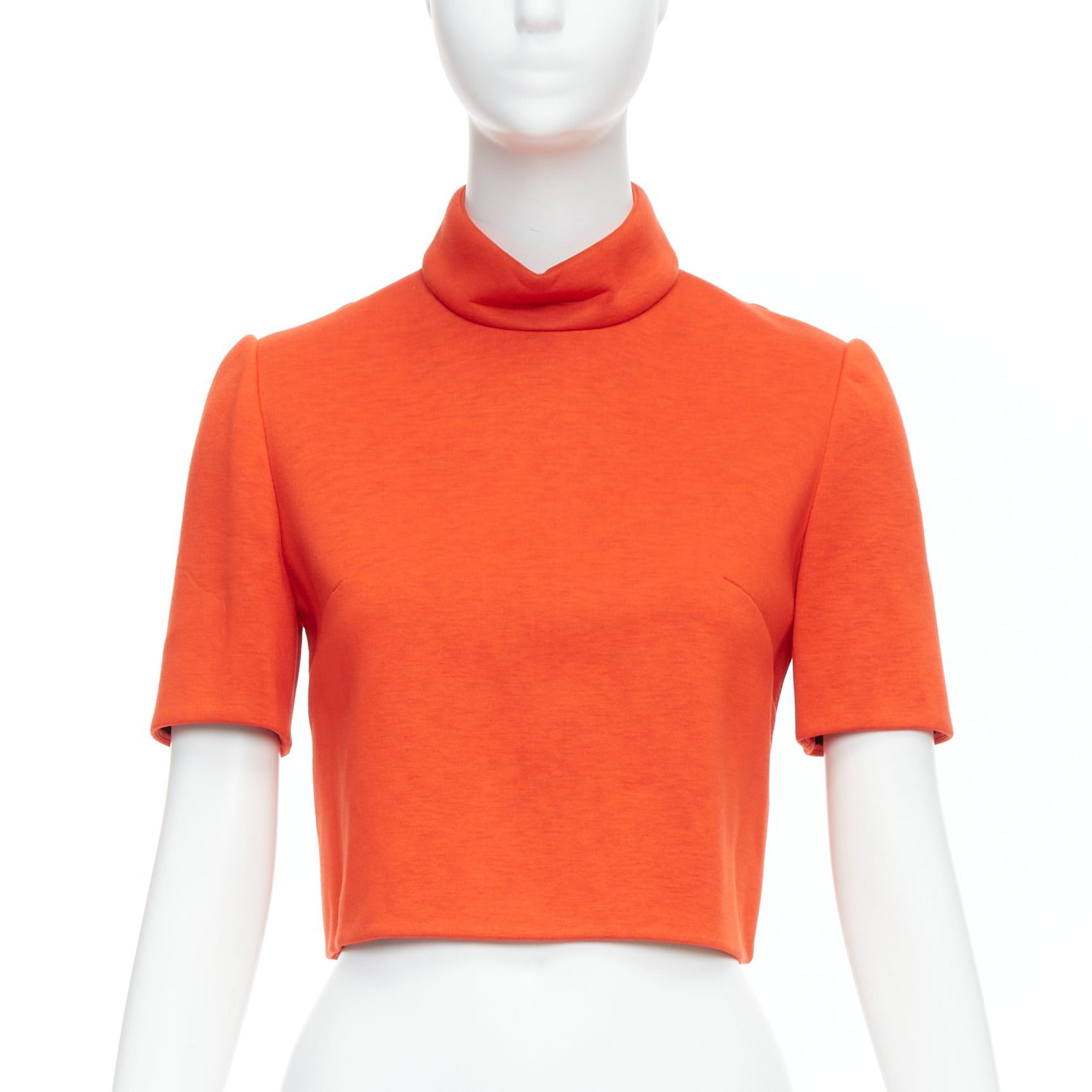 Other DELPOZO tangerine orange scuba fabric hi neck crop top FR34 XS Size XS / US 0-2 / IT 36-38 - 1 Thumbnail
