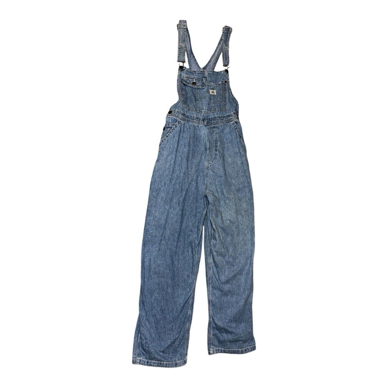 Designer Vintage American Eagle Boyfriend Bib Overalls Sz L Blue Size 36" / US 14 / IT 50 - 1 Thumbnail