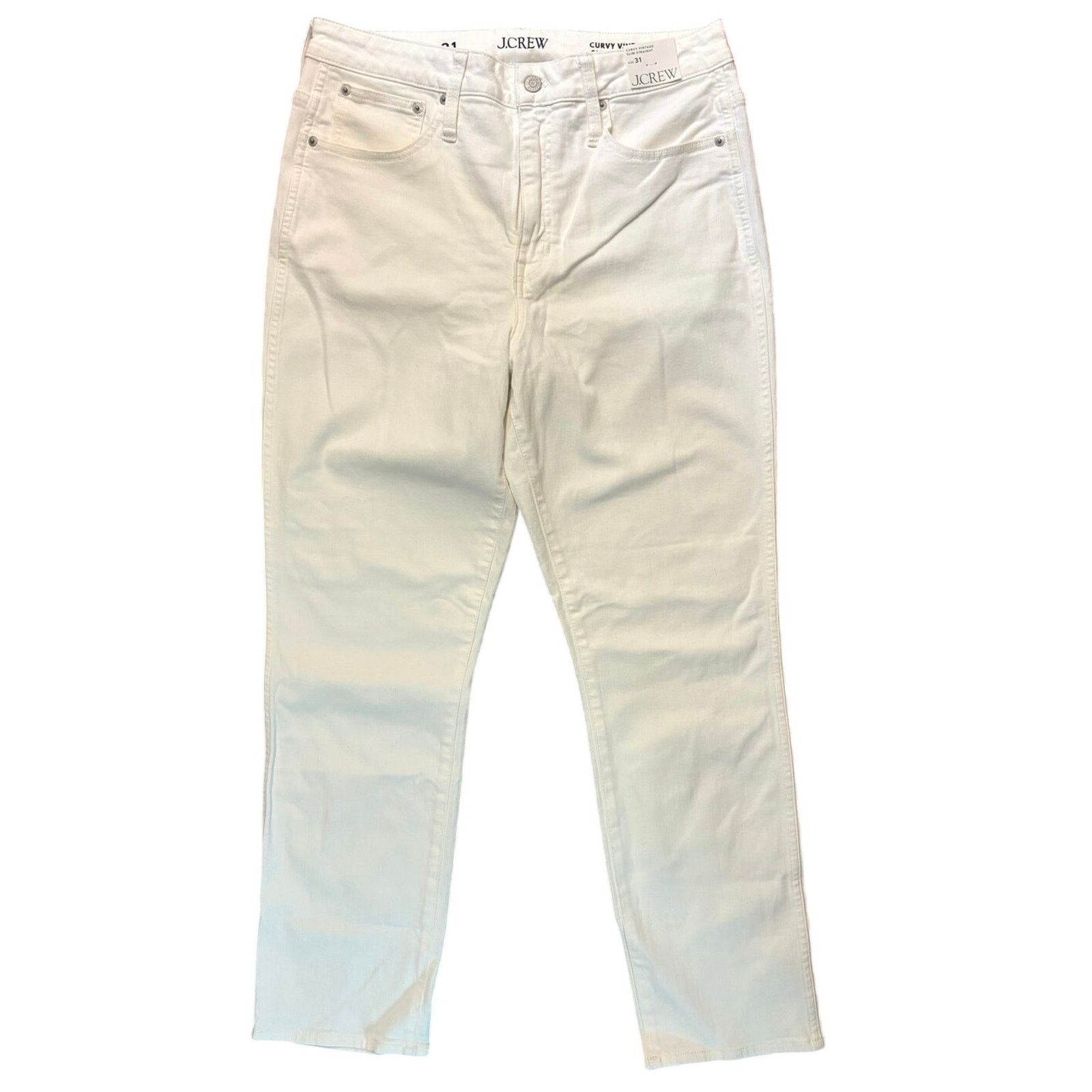 J.Crew NWT J.Crew Curvy Vintage Straight Jean White Wash Size 31 Size 31" - 3 Thumbnail