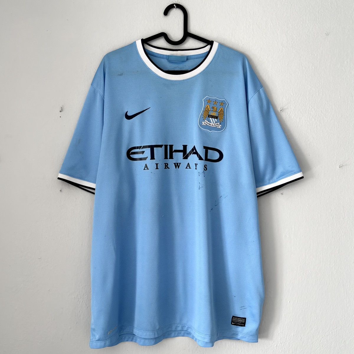 Nike 2013 2014 Manchester City Nike Home Kit Shirt Soccer Jersey Size US XXL / EU 58 / 5 - 2 Thumbnail