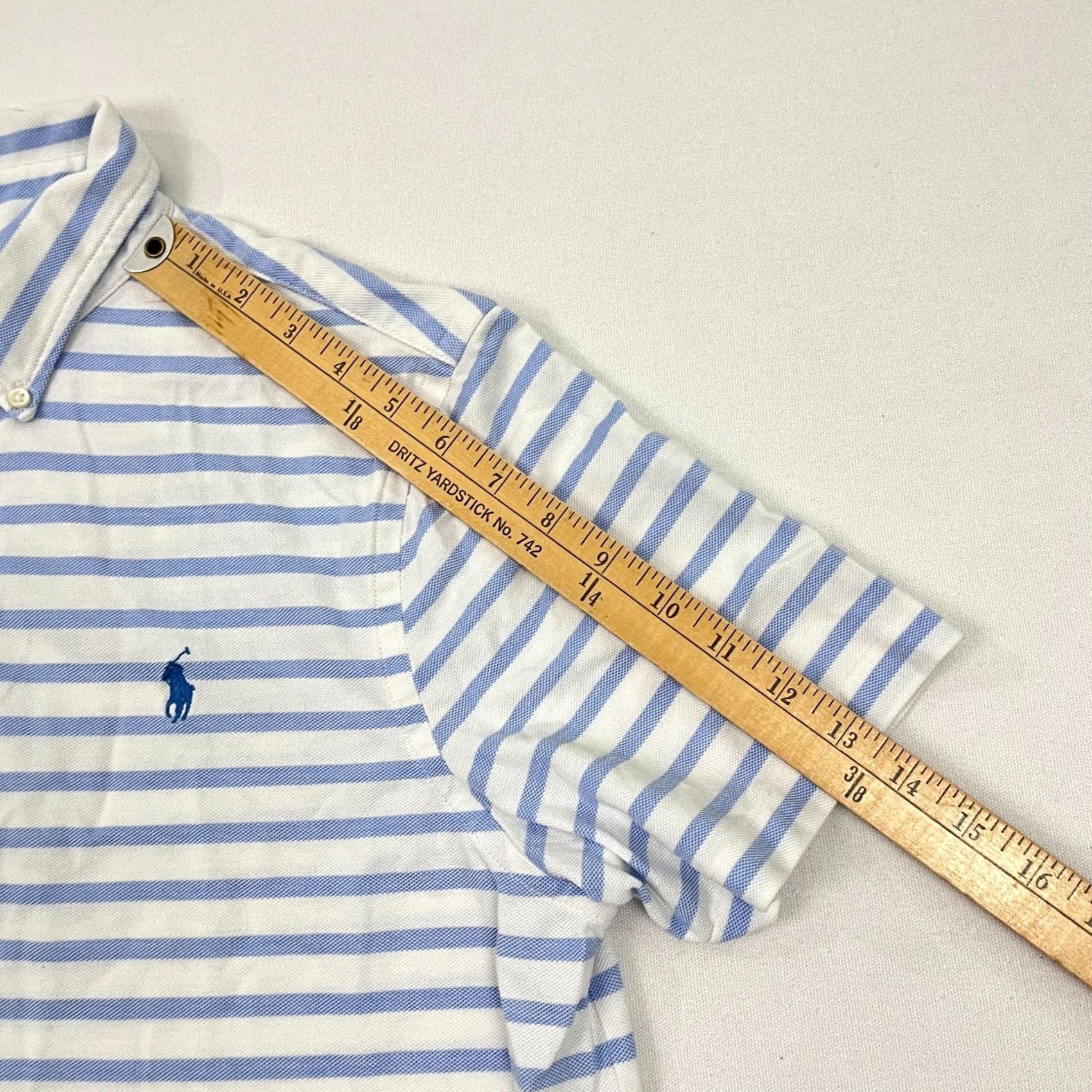Polo Ralph Lauren Ralph Lauren Polo Shirt Mens L White Blue Striped Knit Oxford Button-Down Preppy Shirt Size US L / EU 52-54 / 3 - 7 Thumbnail