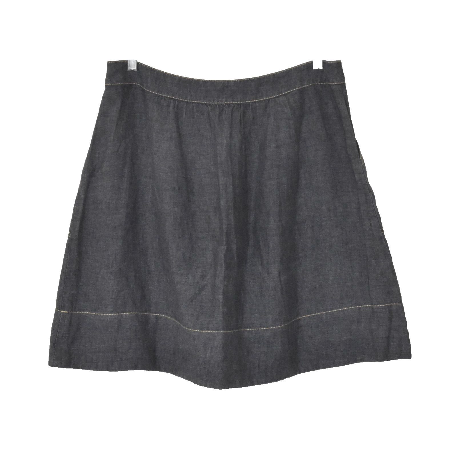 Eileen Fisher EILEEN FISHER Linen Denim Side Zipper Short Skirt Size M Size 34" / US 12 / IT 48 - 3 Thumbnail