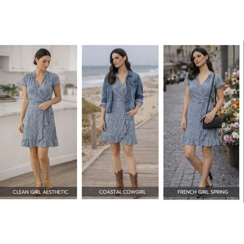 Madewell Madewell XS Blue Wrap Dress Floral Ruffle Hem French Girl Co Size XS / US 0-2 / IT 36-38 - 1 Thumbnail