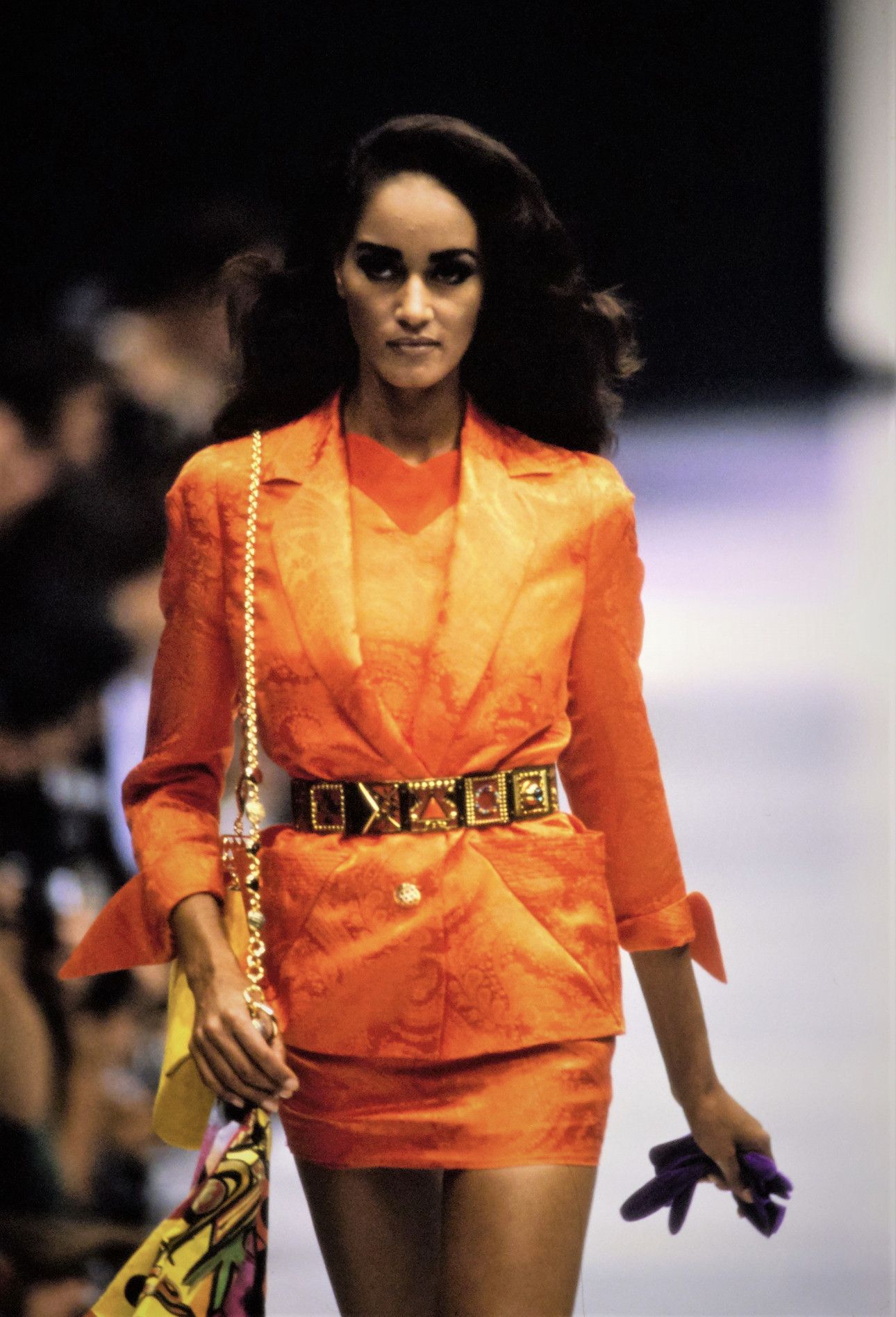 Versace S/S 1991 Orange silk paisley print blazer and skirt set Size M / US 6-8 / IT 42-44 - 2 Thumbnail