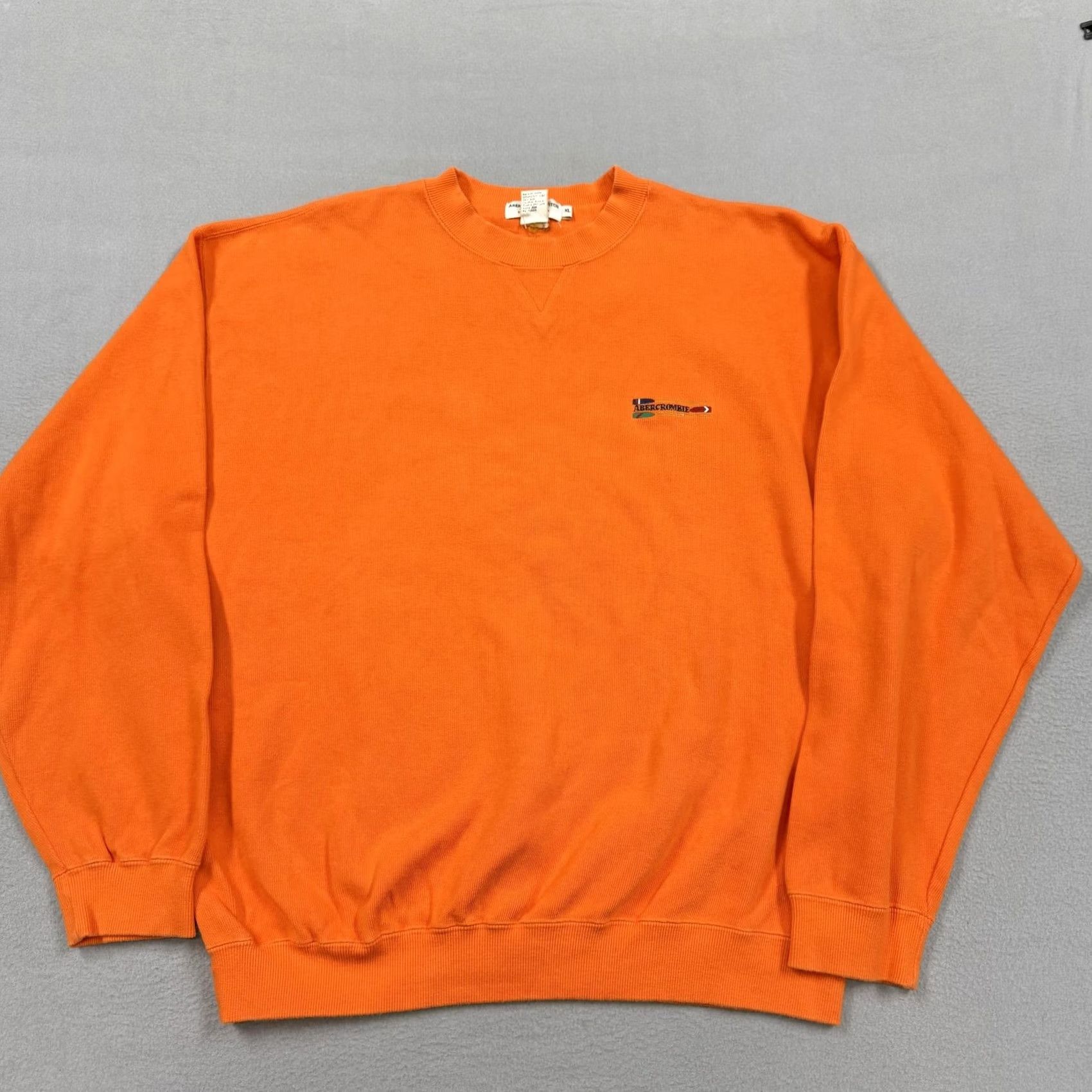 Abercrombie & Fitch Abercrombie & Fitch Sweater Mens XL Orange Crewneck Cotton Knit Pullover Vintage Knit Pullover Crew Neck Solid Logo Casual Fall Mens XL Orange S Size US XL / EU 56 / 4 - 2 Thumbnail