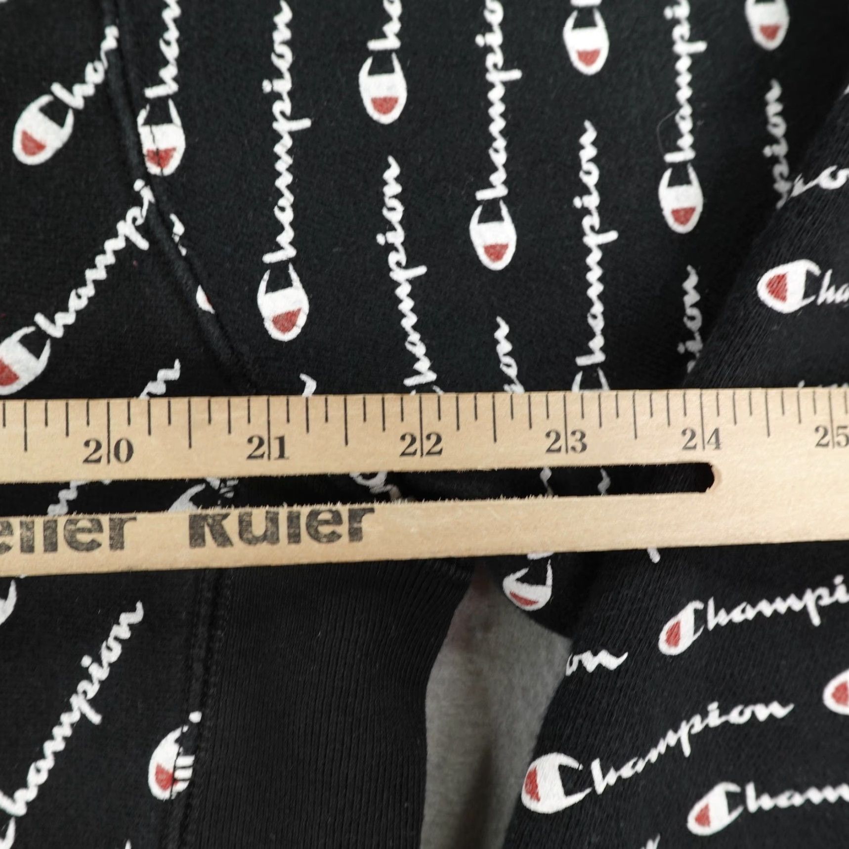 Champion Champion Hoodie L Black Reverse Weave All Over Print AOP Pullover Sweatshirt Men Large Graphic Print Hooded with Pockets Size US L / EU 52-54 / 3 - 5 Thumbnail