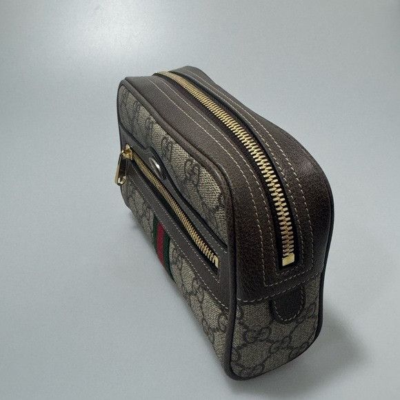 Gucci Gucci Ophidia Small GG Supreme Canvas Leather Bag Beige Brow Size ONE SIZE - 2 Thumbnail