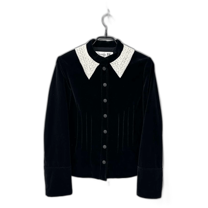 Dior Elegant Velvet Lace Collar Jacket Size XS / US 0-2 / IT 36-38 - 1 Thumbnail