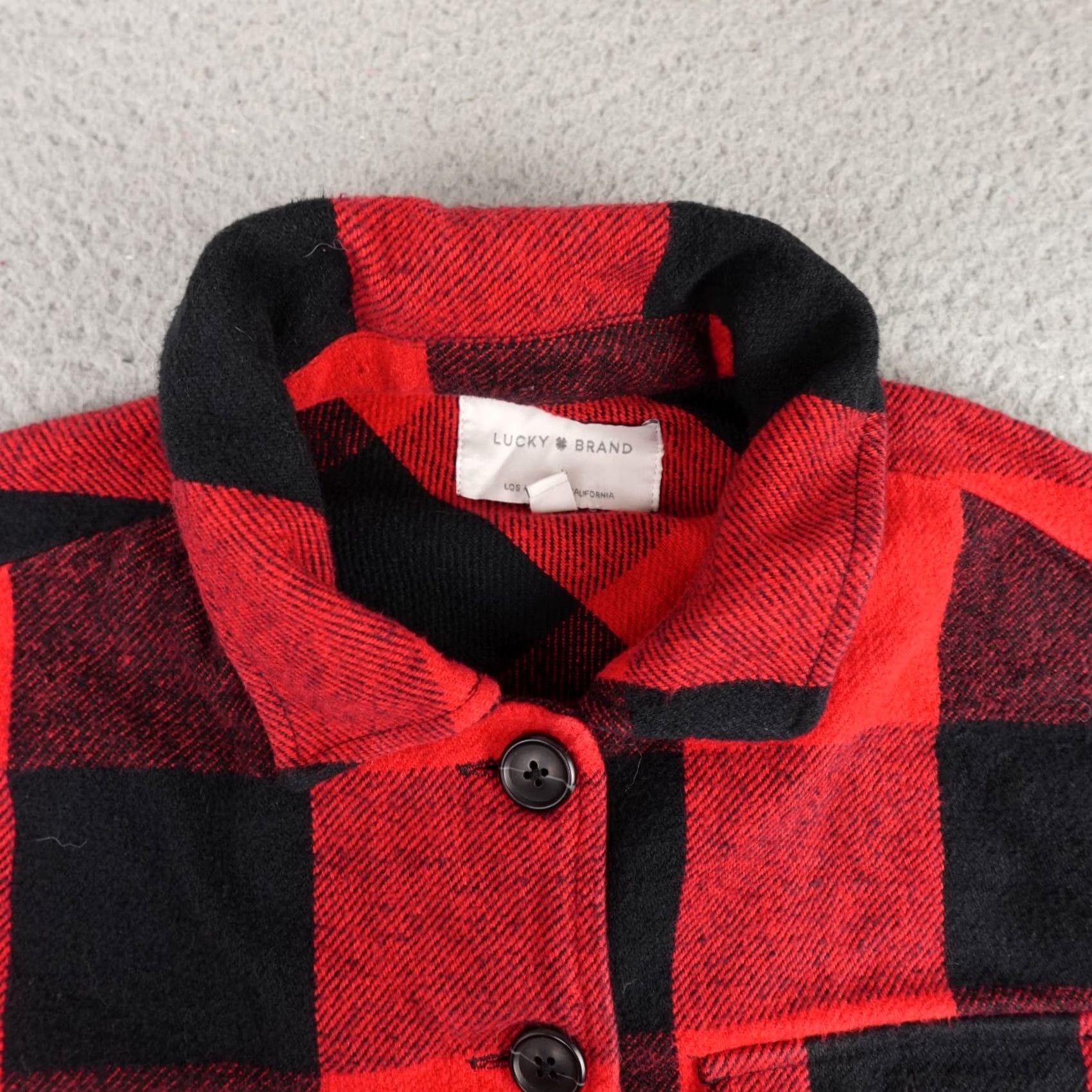 Lucky Brand Lucky Brand Shacket Jacket Womens XS Red Black Buffalo Plaid Flannel Button Crewneck Pocket Casual Size XS / US 0-2 / IT 36-38 - 4 Thumbnail