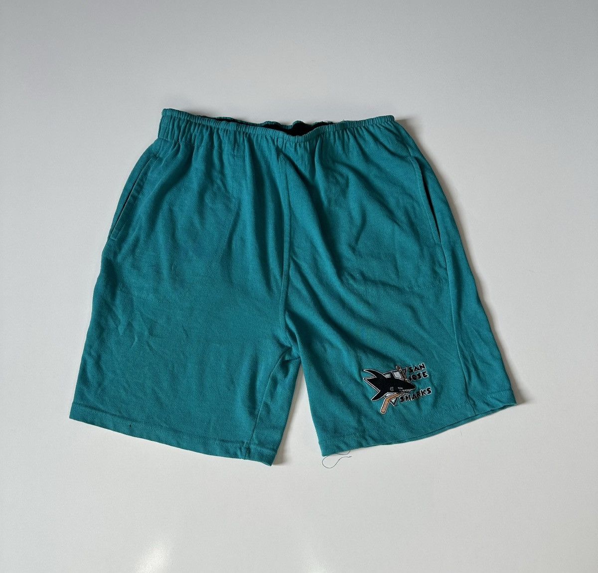 Starter × Vintage RARE Vintage Starter 90s San Jose Sharks Teal Blue Shorts L Size US 35 - 1 Thumbnail