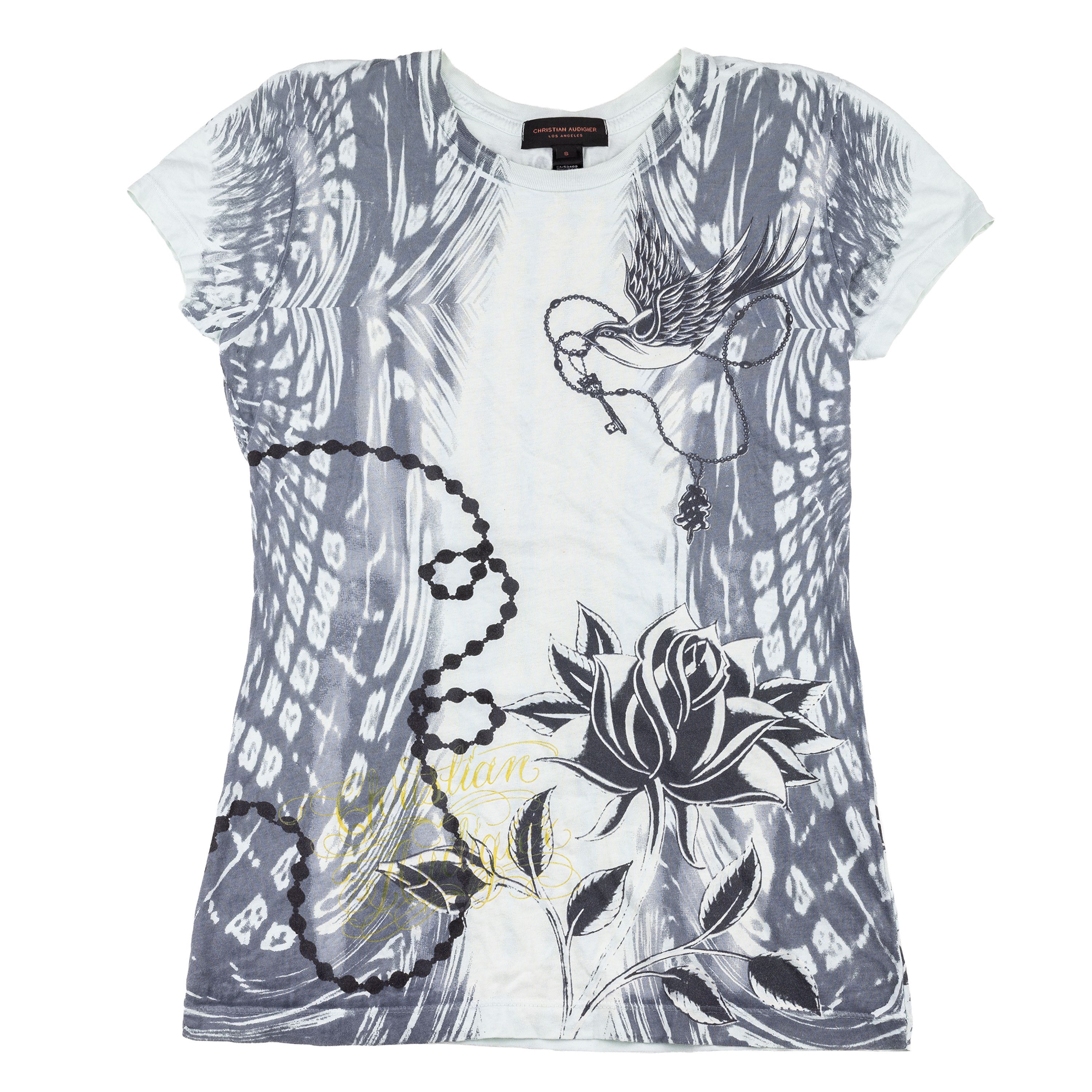 Christian Audigier Christian Audigier Vintage Light Grey/Blue T-Shirt Size S / US 4 / IT 40 - 1 Thumbnail