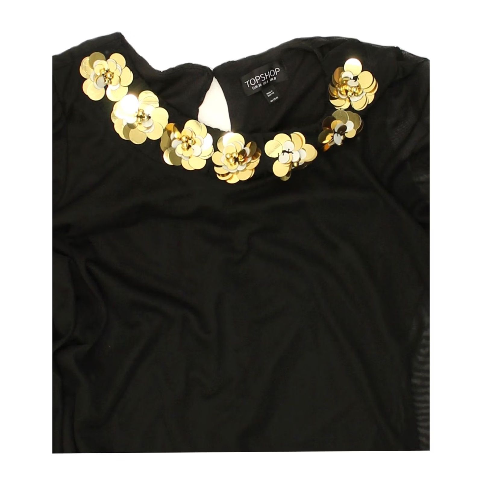 Topshop TOPSHOP Womens Tunic Top UK 8 Small Black Polyester Size M / US 6-8 / IT 42-44 - 3 Thumbnail
