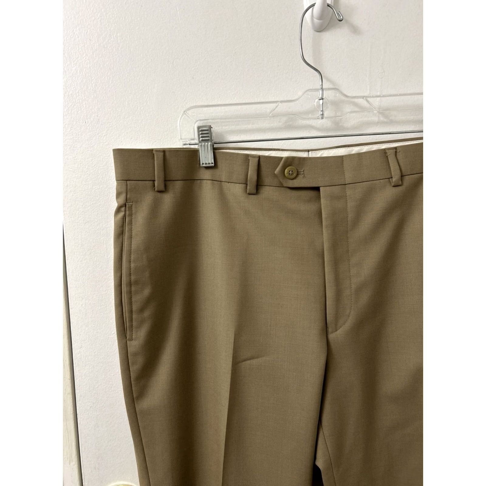 Ralph Lauren Lauren Ralph Lauren Pants Mens 38x30 Tan 100% Wool Total Comfort Pockets Dress Pants Business Workwear Front Zipper Button Flat Front Classic Size US 38 / EU 54 - 4 Thumbnail