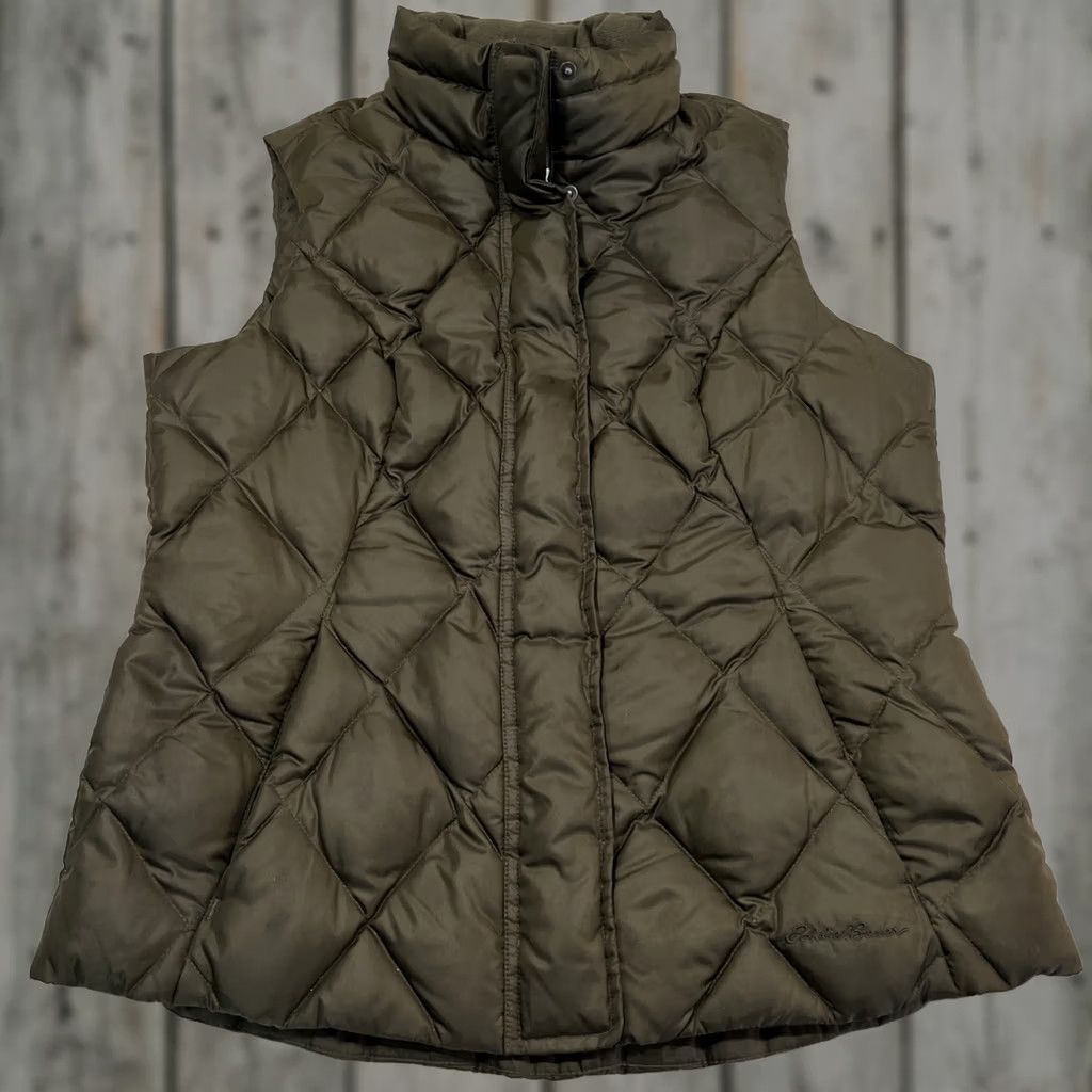 Eddie Bauer Eddie Bauer Vest Womens M Brown Quilted Puffy Goose Down Zipper Snaps Pockets Size M / US 6-8 / IT 42-44 - 1 Thumbnail