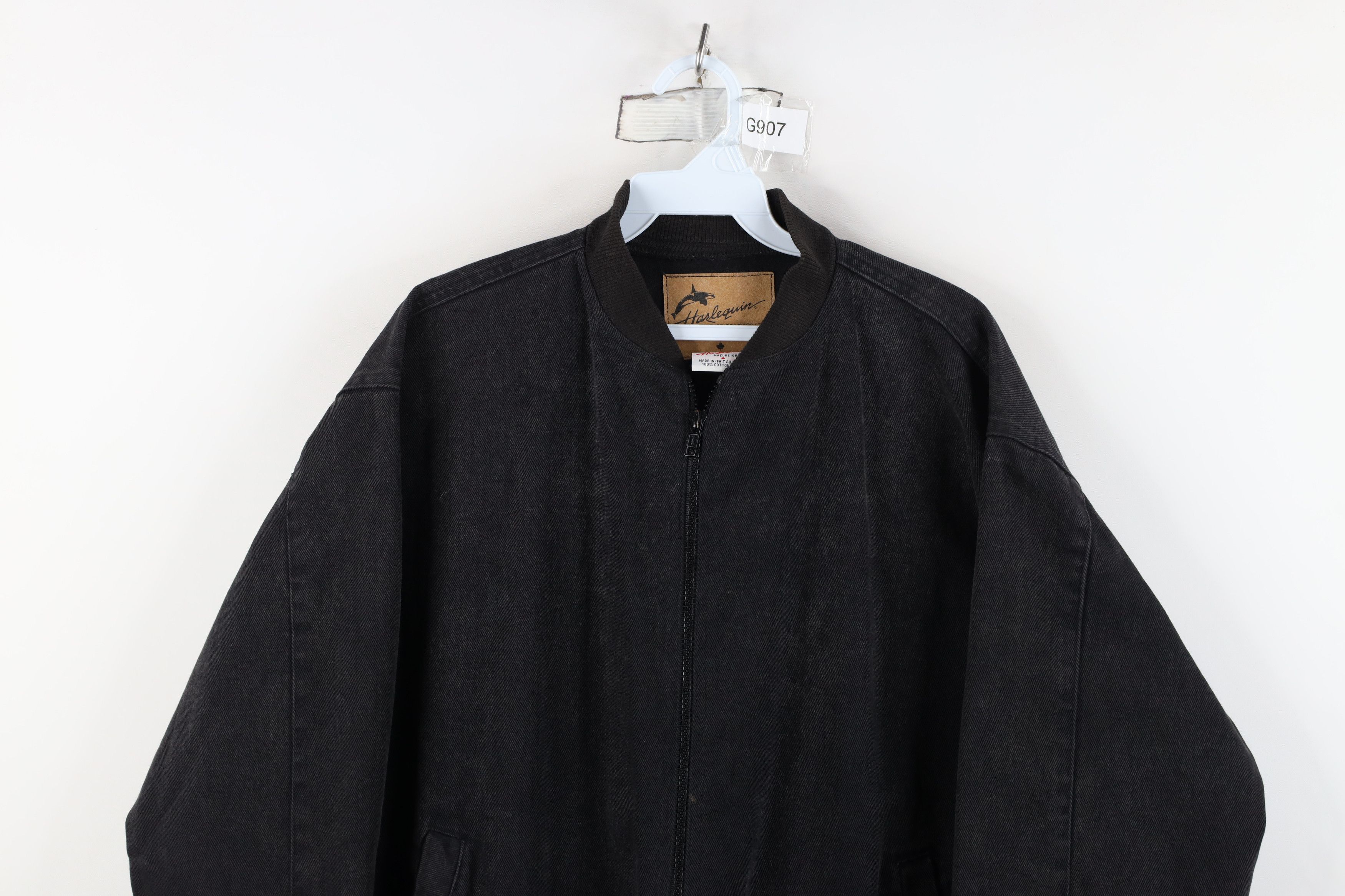 Vintage Vintage 90s Streetwear Nature Wolf Denim Bomber Jacket Black Size US S / EU 44-46 / 1 - 3 Thumbnail