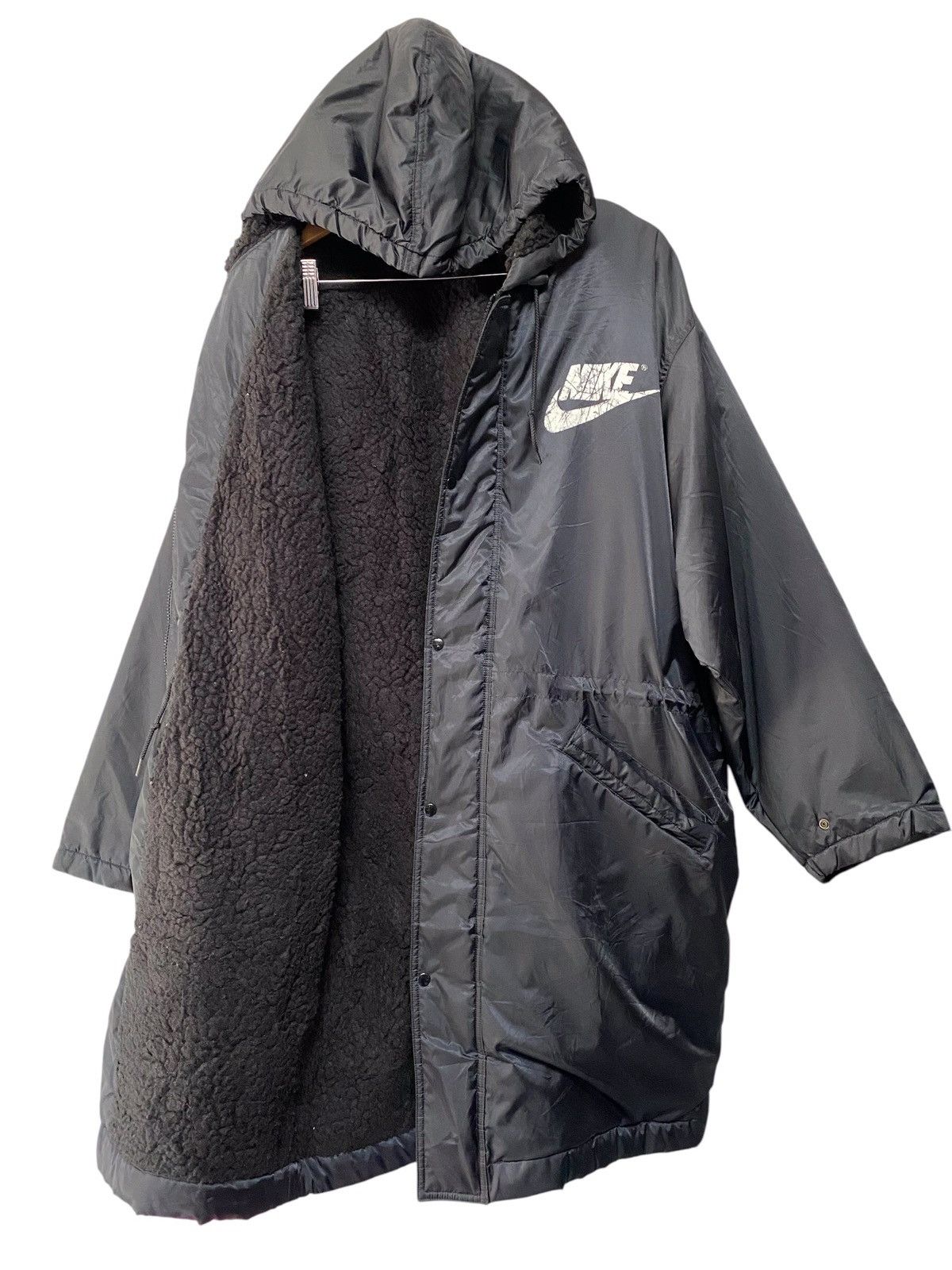 Nike × Vintage Nike puffer long jacket big logo with hoodie (J3) Size US L / EU 52-54 / 3 - 3 Thumbnail