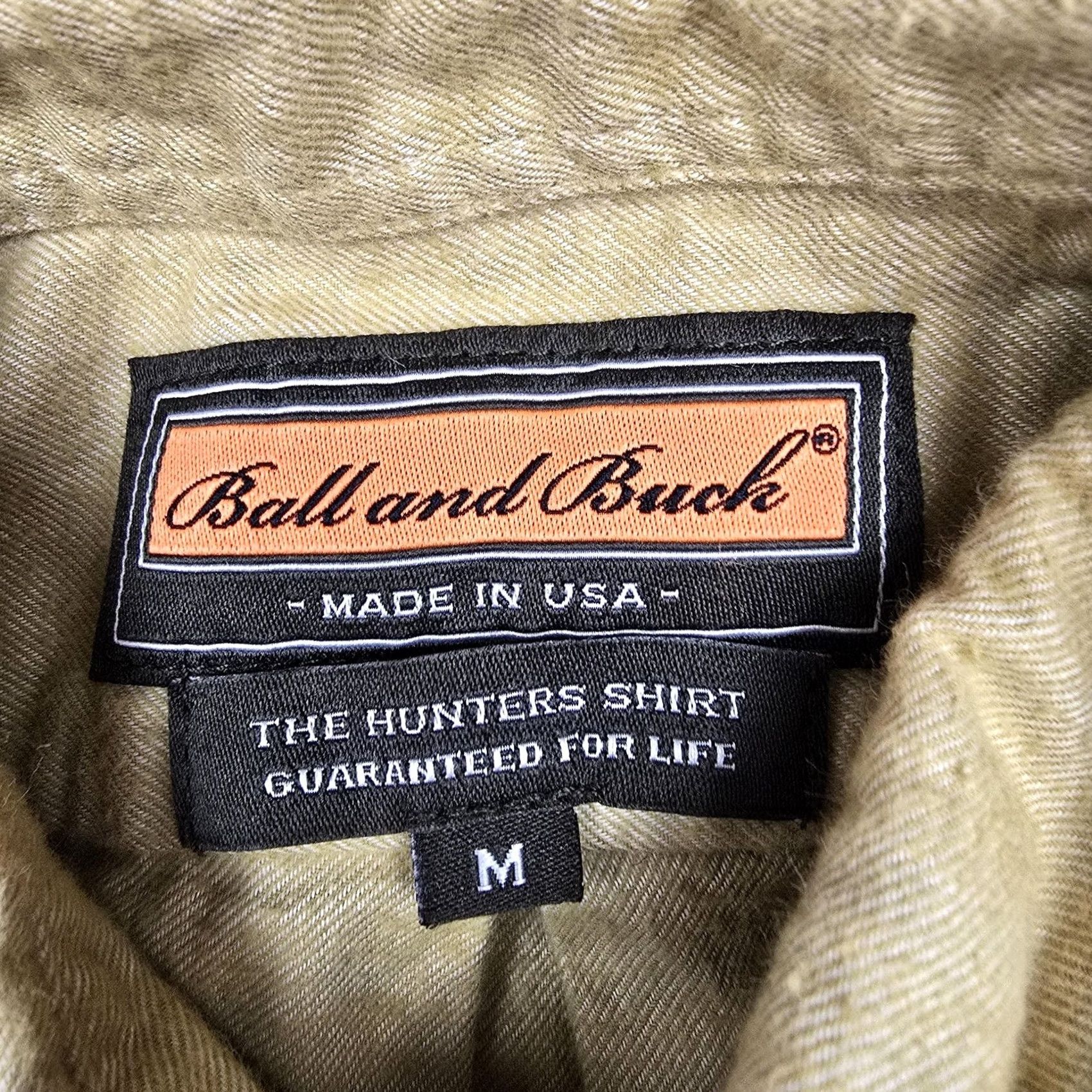 Vintage Ball And Buck Shirt Mens Medium Beige Solid Cotton Long Sleeve Button Up Hunting Size US M / EU 48-50 / 2 - 3 Thumbnail