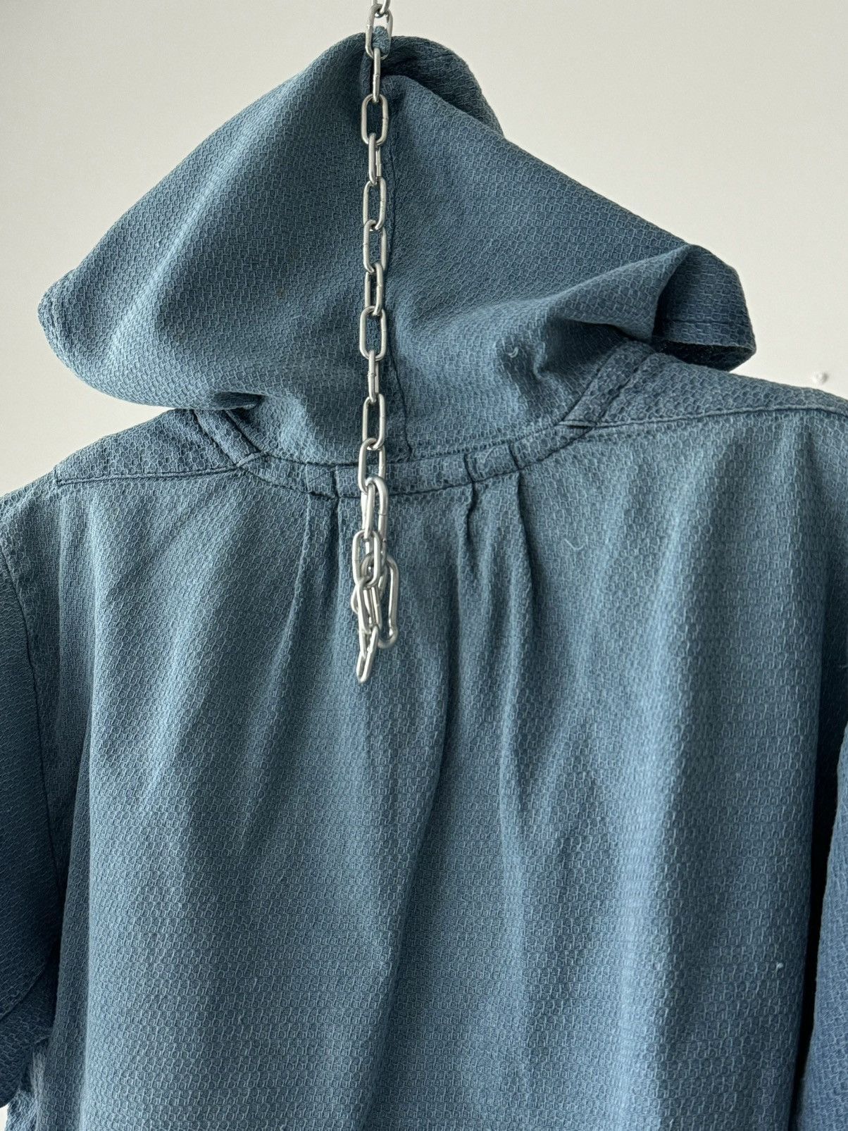 Le Laboureur × Vetra × Vintage 1970s French Workwear Fisherman Waffle Cotton Hooded Shirt Size US M / EU 48-50 / 2 - 6 Thumbnail