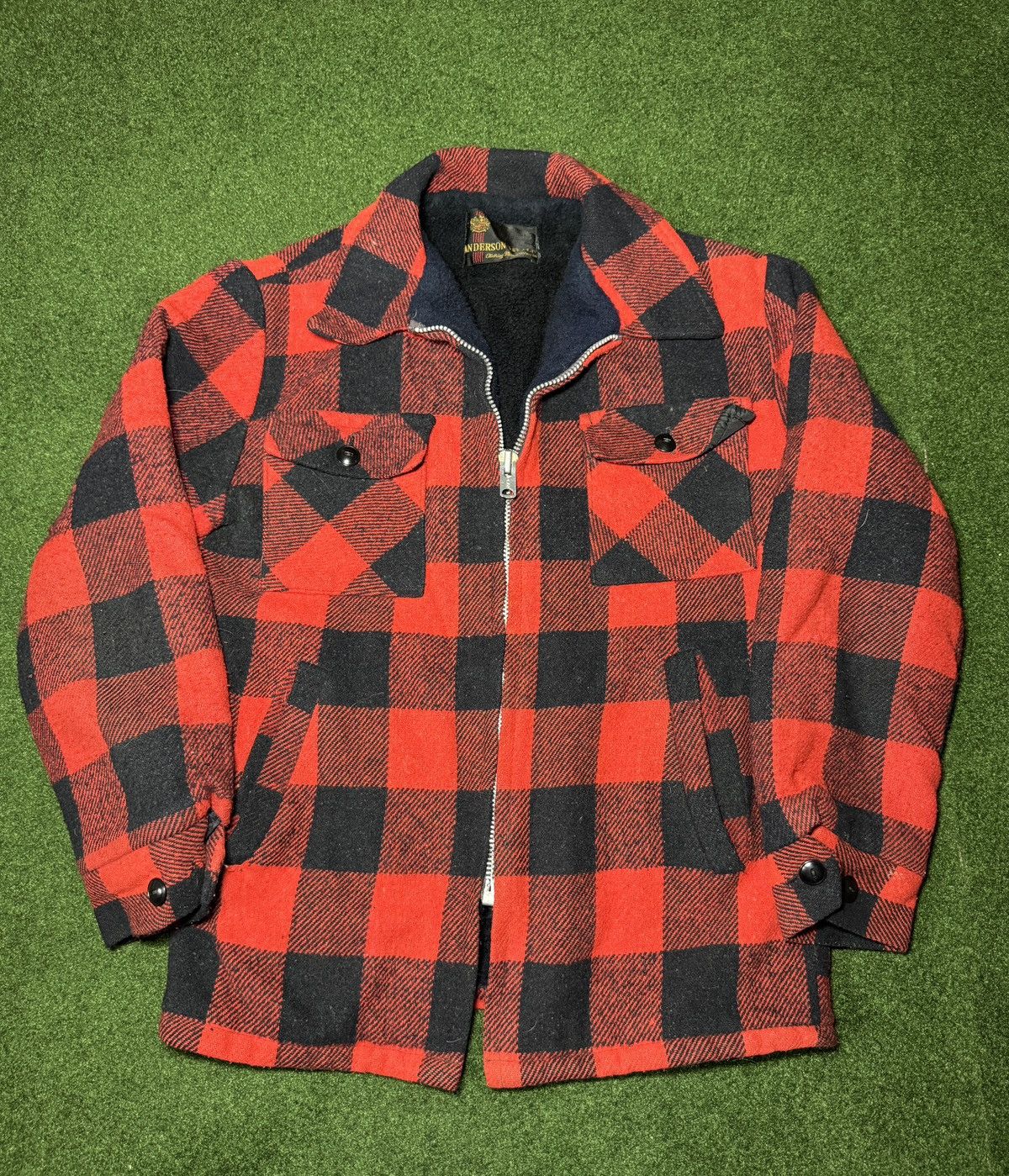 Vintage Vintage 40s Anderson Little Talon Zipper Red Plaid Jacket Size US M / EU 48-50 / 2 - 1 Thumbnail