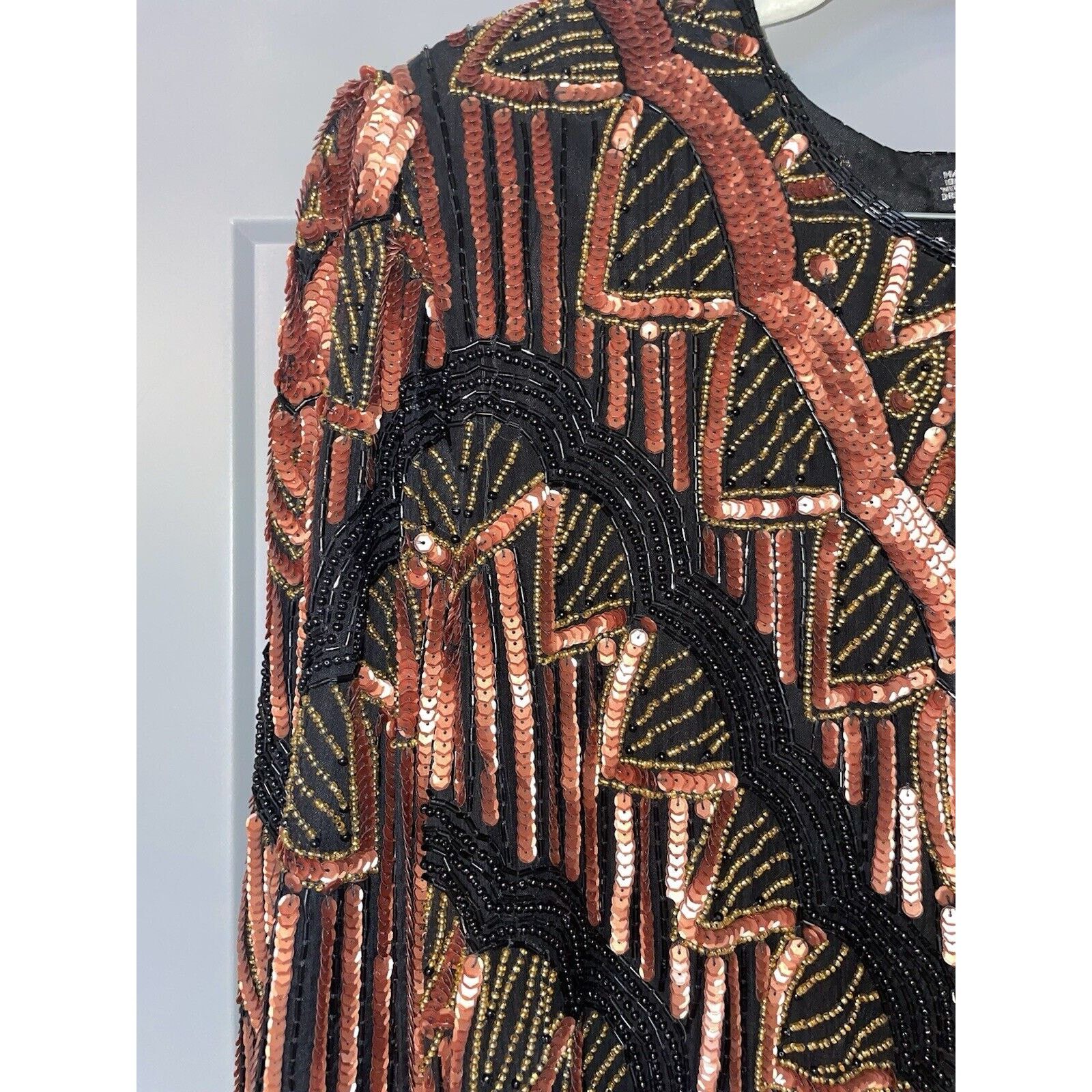 Vintage Vintage 1980's Black & Bronze Sequin Bolero Jacket Cape 1X Size XL / US 12-14 / IT 48-50 - 3 Thumbnail