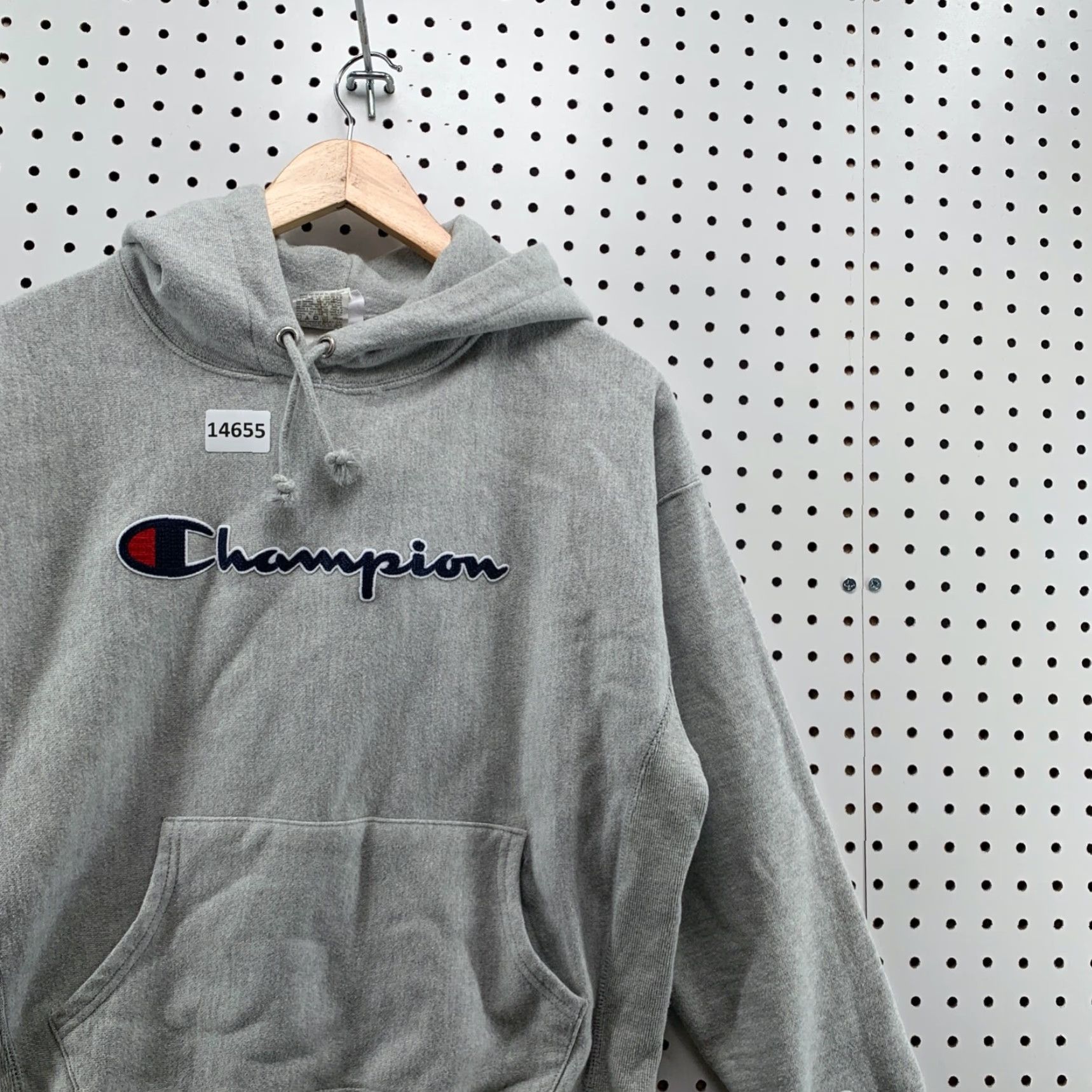 Champion Champion Reverse Weave Hoodie Women Large Gray Spellout Hooded Pullover Size L / US 10 / IT 46 - 5 Thumbnail