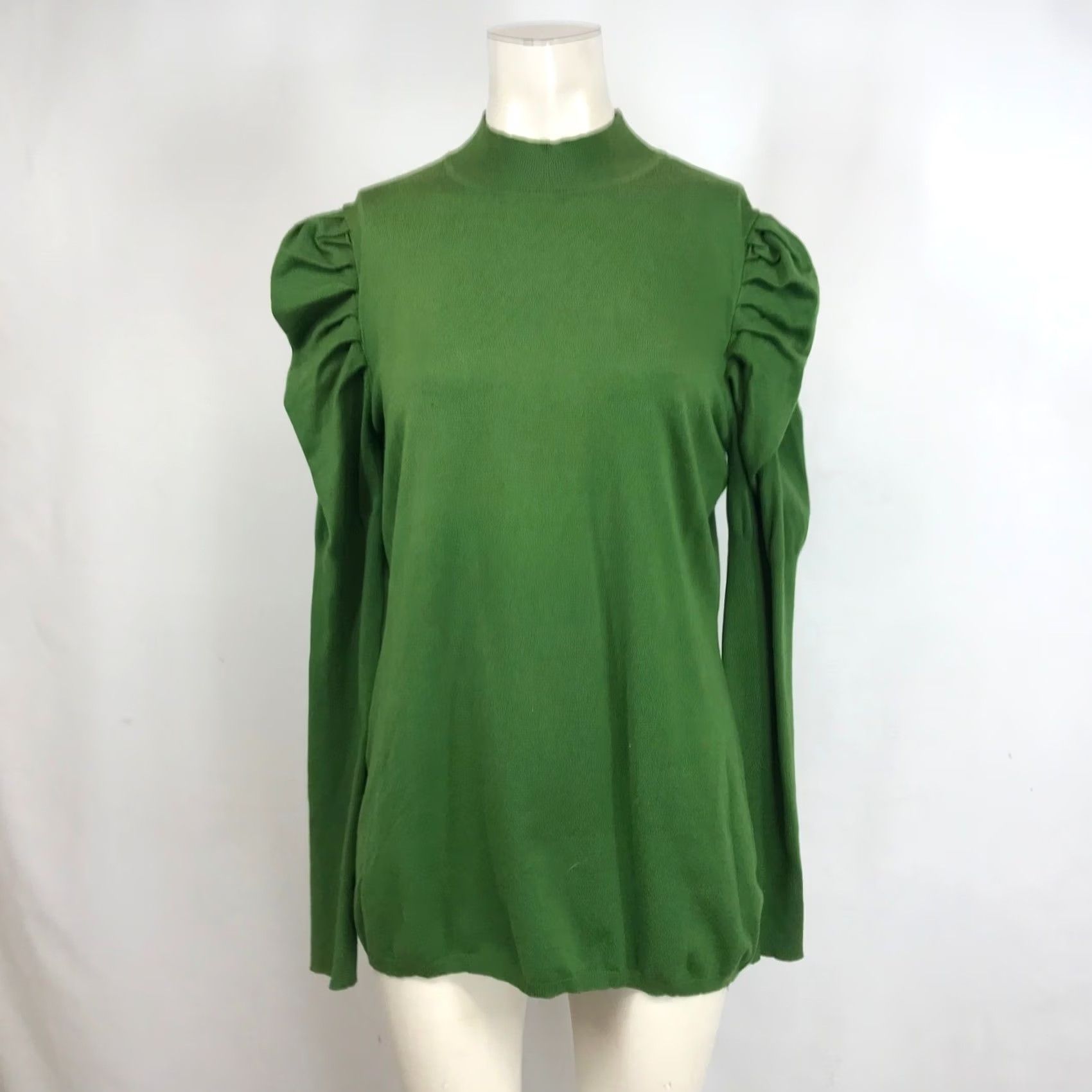 Vintage Easel Green Mock Neck Puff Sleeve Sweater Women L Size L / US 10 / IT 46 - 2 Thumbnail
