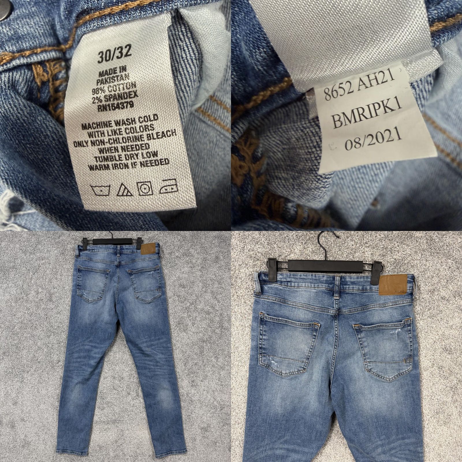 Vintage Aéropostale Jeans Mens 30x29.5 Blue Denim Athletic Skinny Distressed Grunge Jeans Mens Athletic Skinny Medium Wash Grunge 90s Size US 30 / EU 46 - 8 Thumbnail