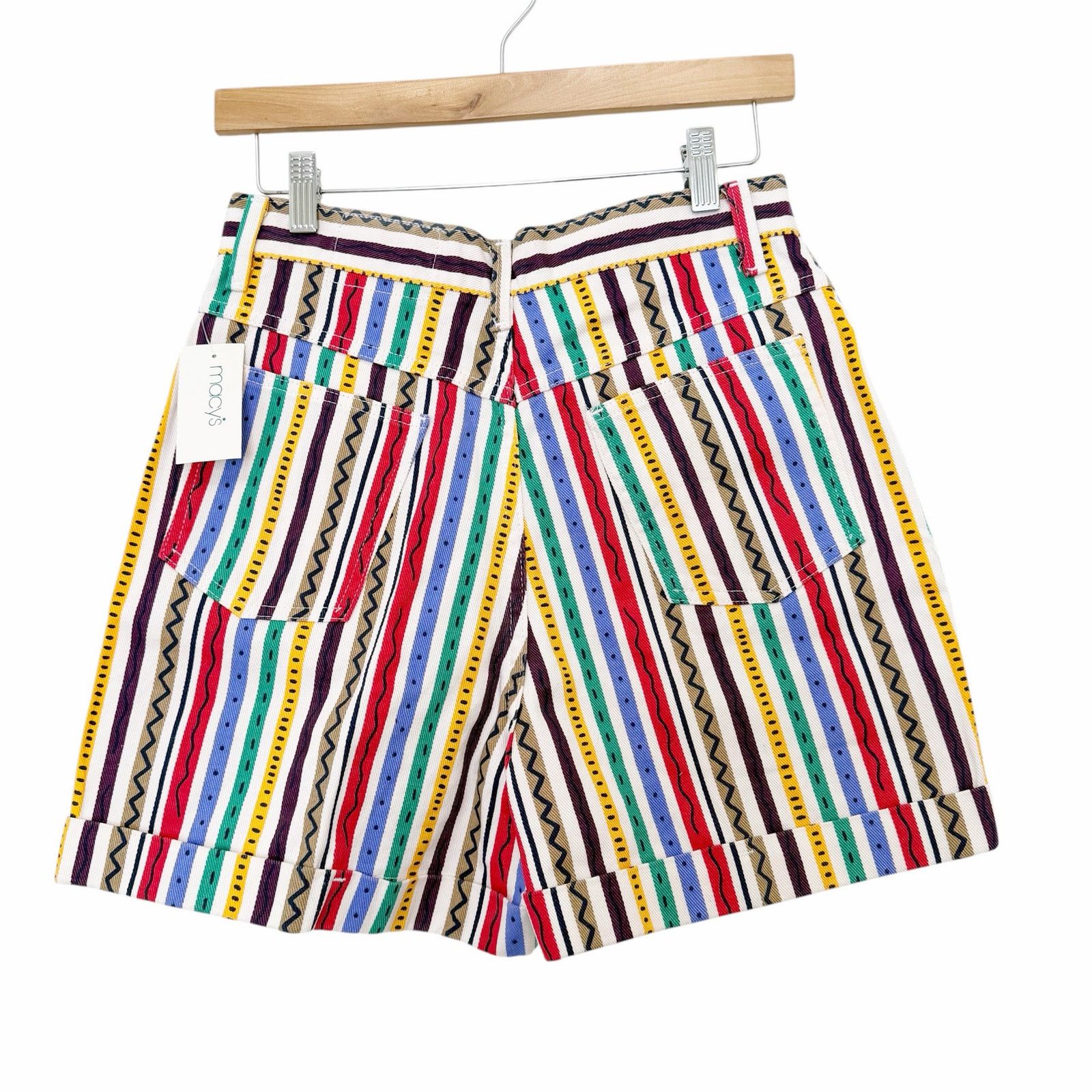 Other Vintage Not Guilty Striped Printed Jean Shorts Sz 11/12 Size 27" / US 4 / IT 40 - 5 Thumbnail