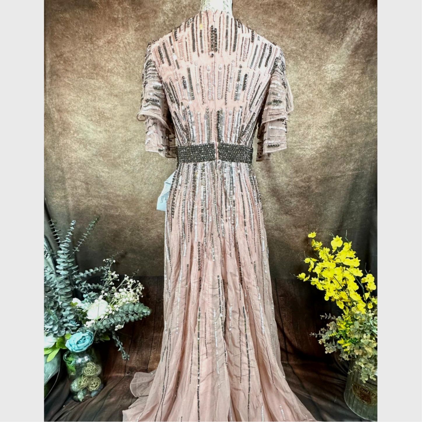Other Mac Duggal Embellished Layered Sleeve Gown Vintage Rose 4 Size S / US 4 / IT 40 - 14 Thumbnail