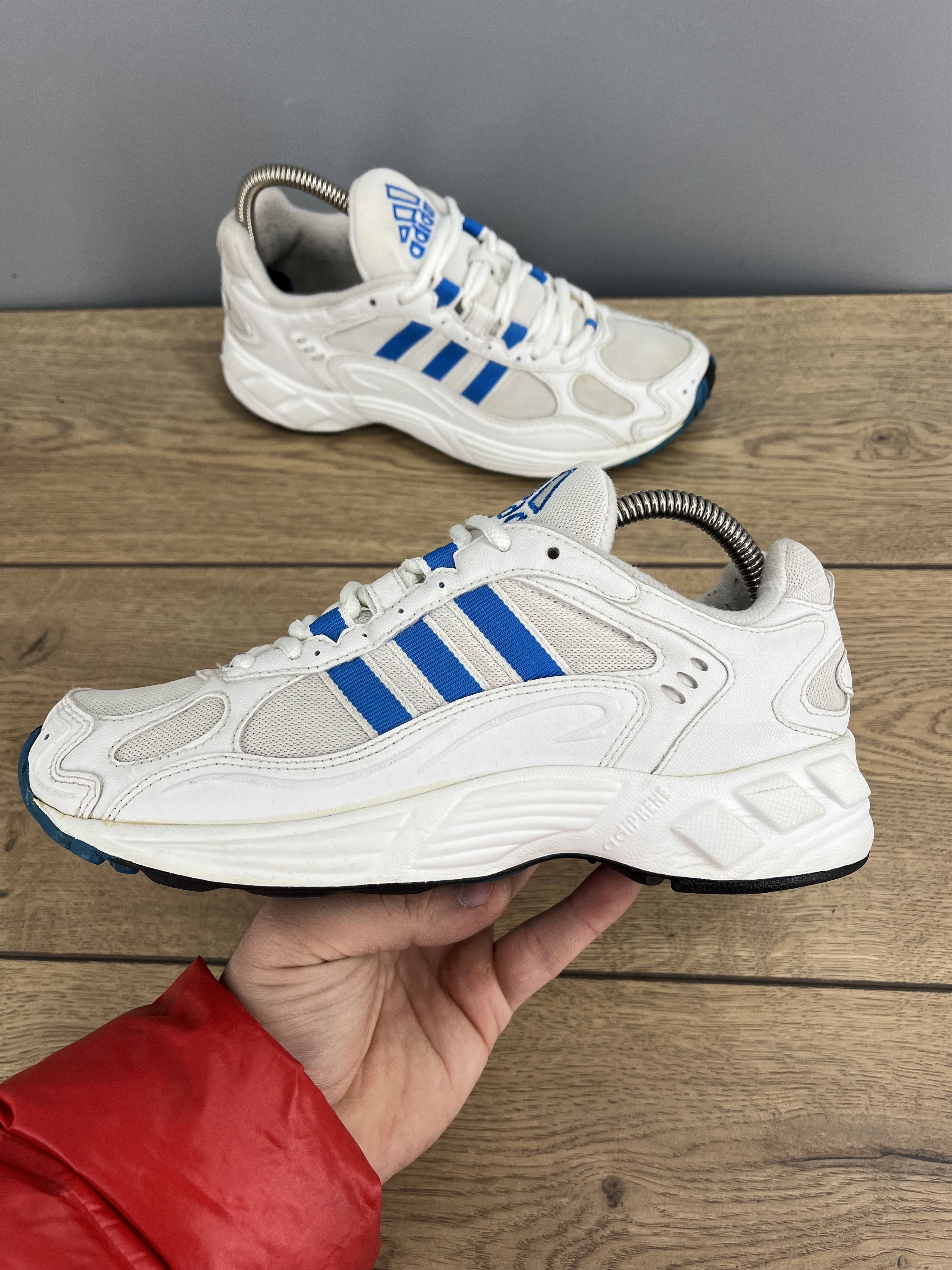 Adidas Vintage 90s Adidas Sneakers White Blue Trainers EU 38 Size US 6.5 / IT 36.5 - 5 Thumbnail