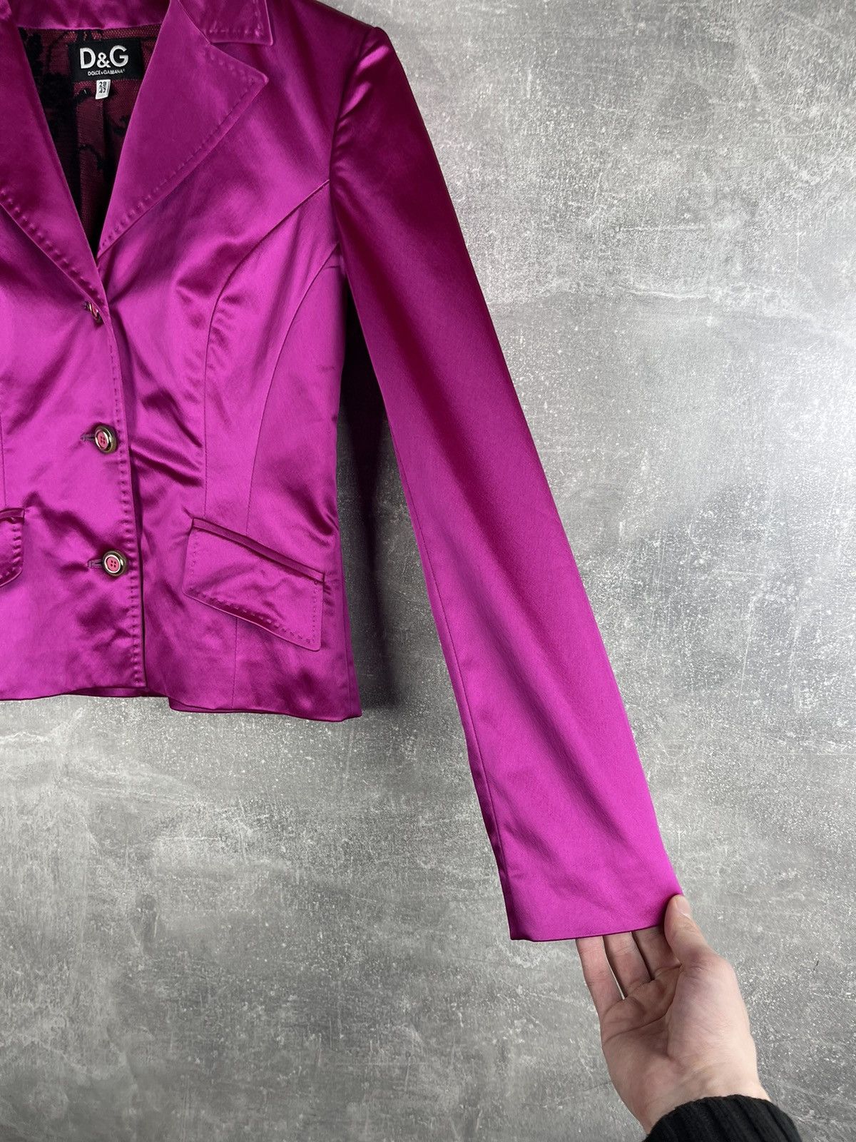 Dolce & Gabbana D&G Dolce & Gabbana Fuchsia Pink Satin Blazer 00s Size M / US 6-8 / IT 42-44 - 5 Thumbnail