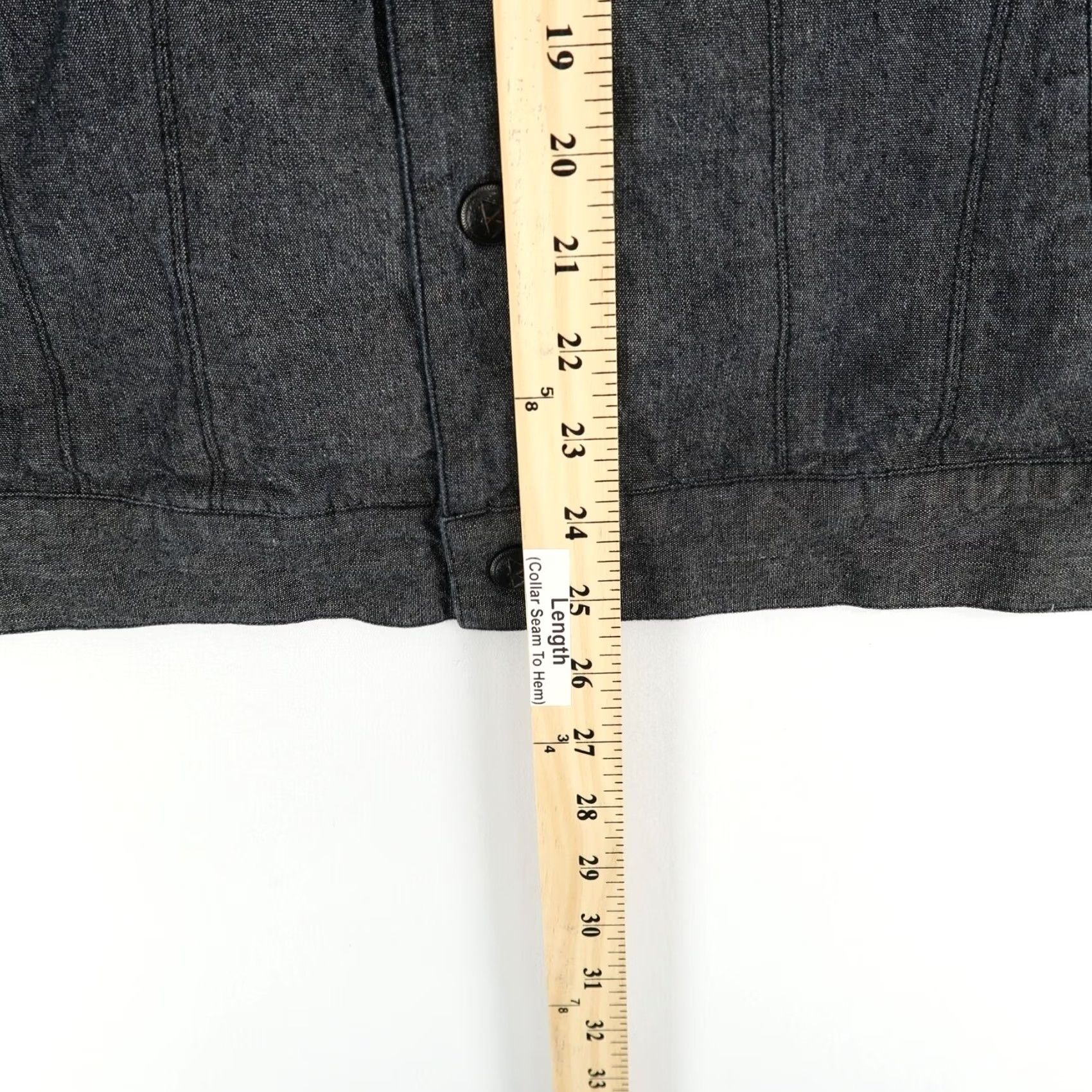 Black Scale Black Scale Denim Shirt Jacket Mens Large Black Denim Trucker Snap Front Bomber Jacket Size US L / EU 52-54 / 3 - 4 Thumbnail