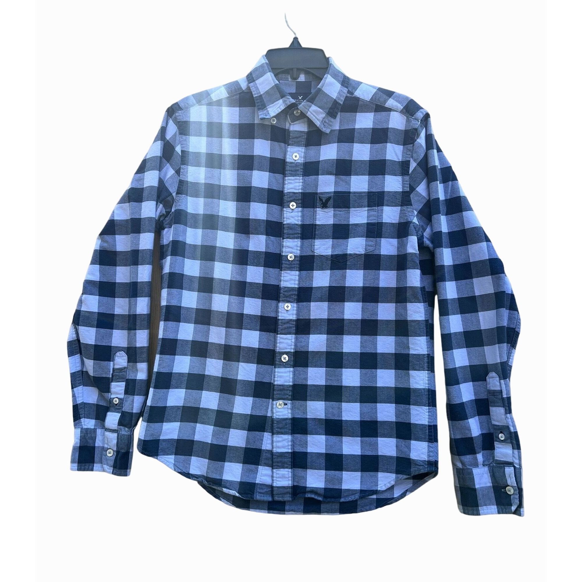 Other American Eagle - Long Sleeve Plaid Men's Shirt - Blue - Extr Size US XS / EU 42 / 0 - 1 Thumbnail