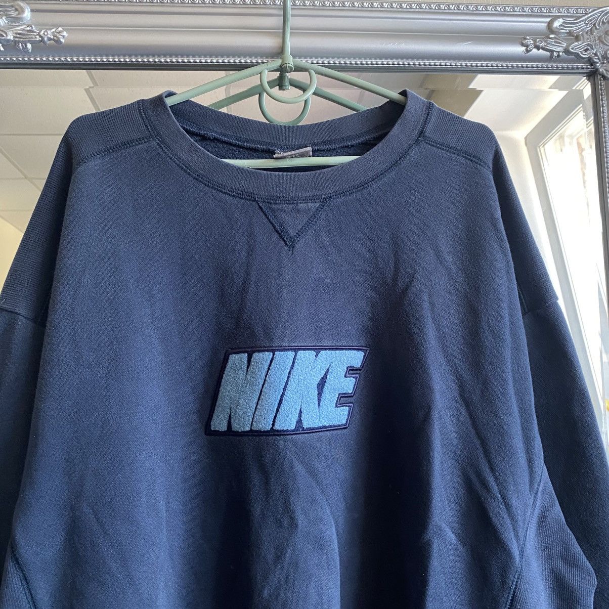 Nike Vintage 90s Nike Sweatshirt Big Logo Y2K Navy Size US XXL / EU 58 / 5 - 2 Thumbnail